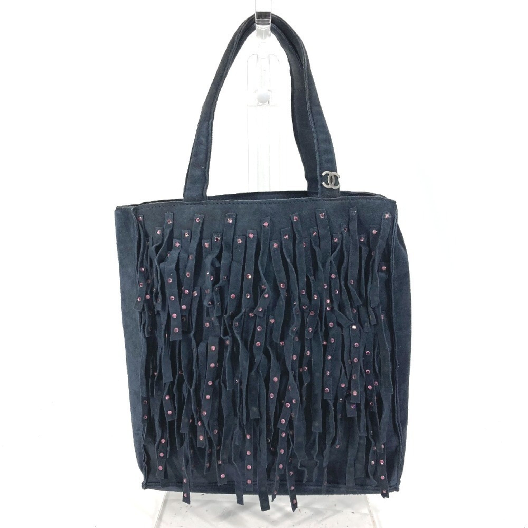 Chanel Navy Pink Rhinestone Handbag Tote Bag (Pre-Owned)