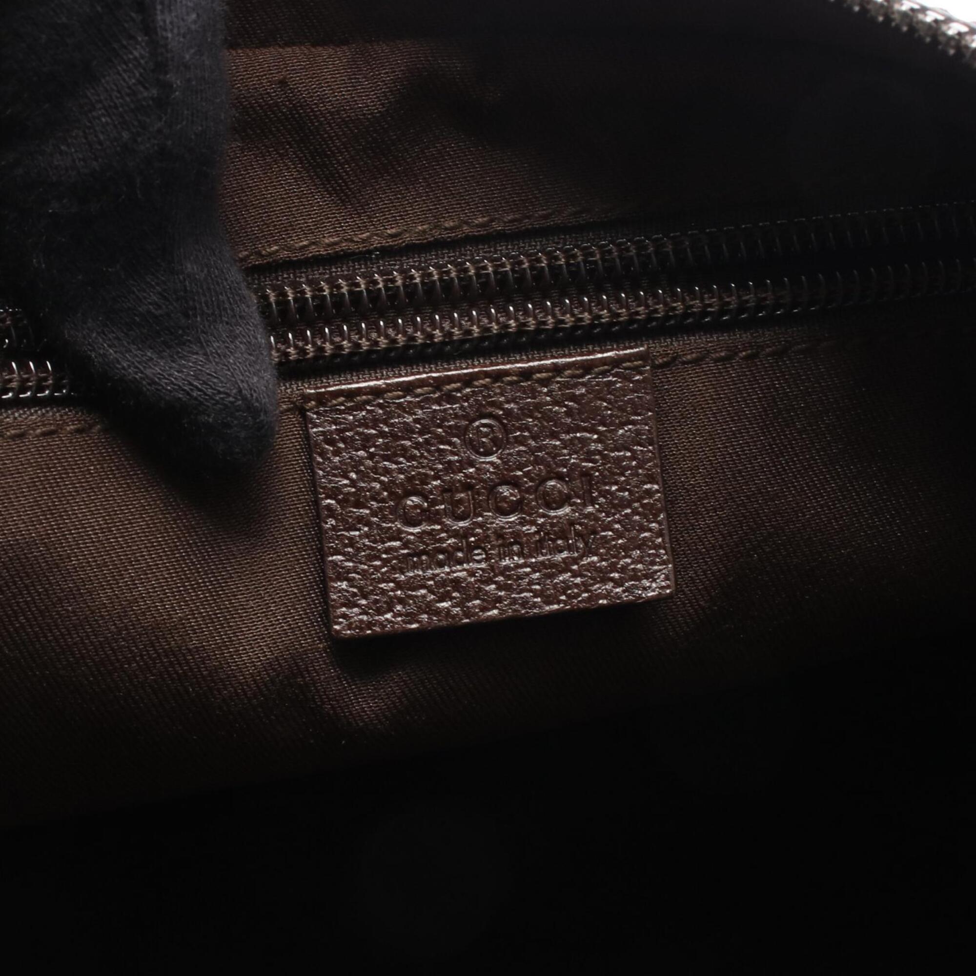 Gucci Beige Brown Canvas Leather Handbag Shoulder Bag (Pre-Owned)
