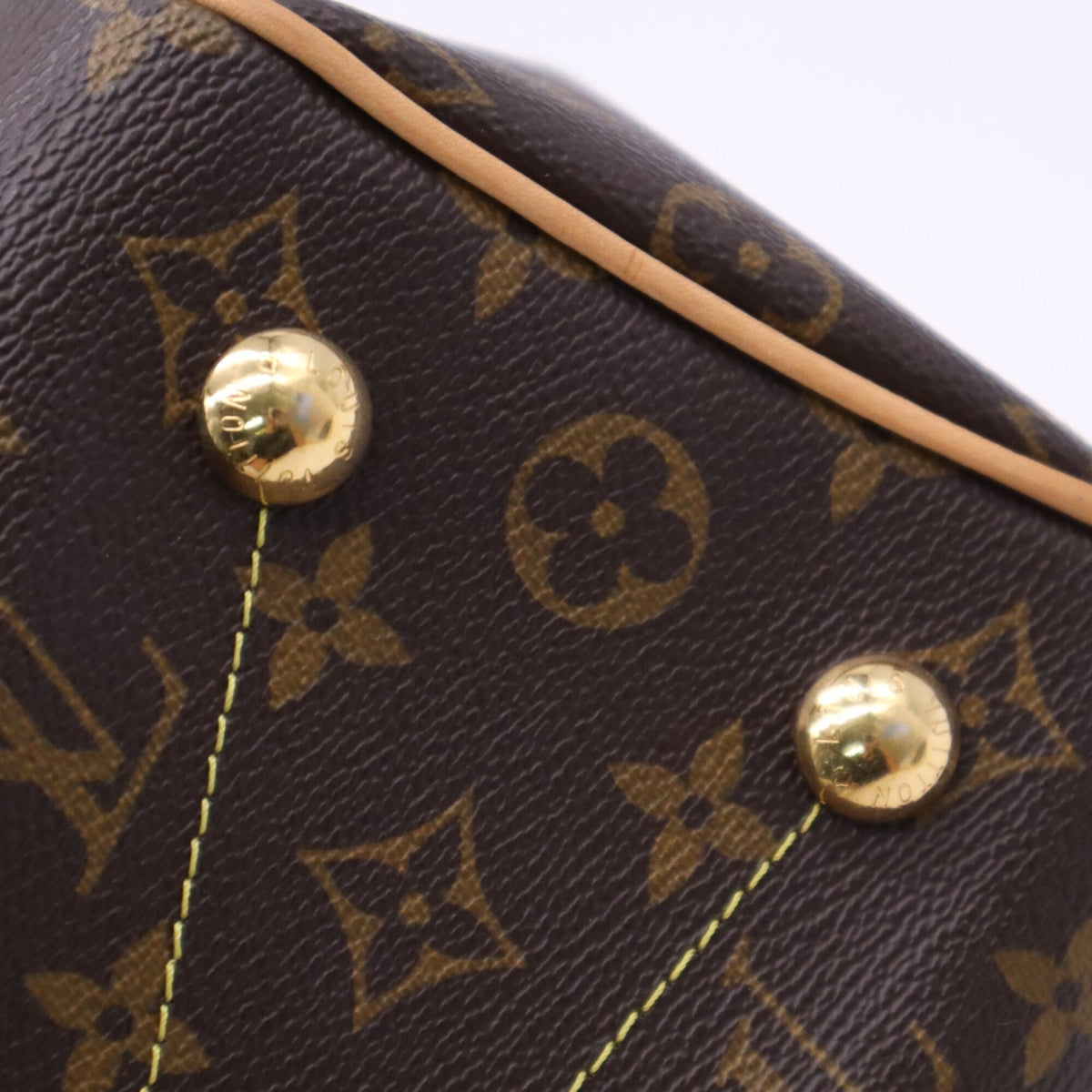 Louis Vuitton Monogram Beige Brown Coated Canvas Leather Handbag (Pre-Owned)