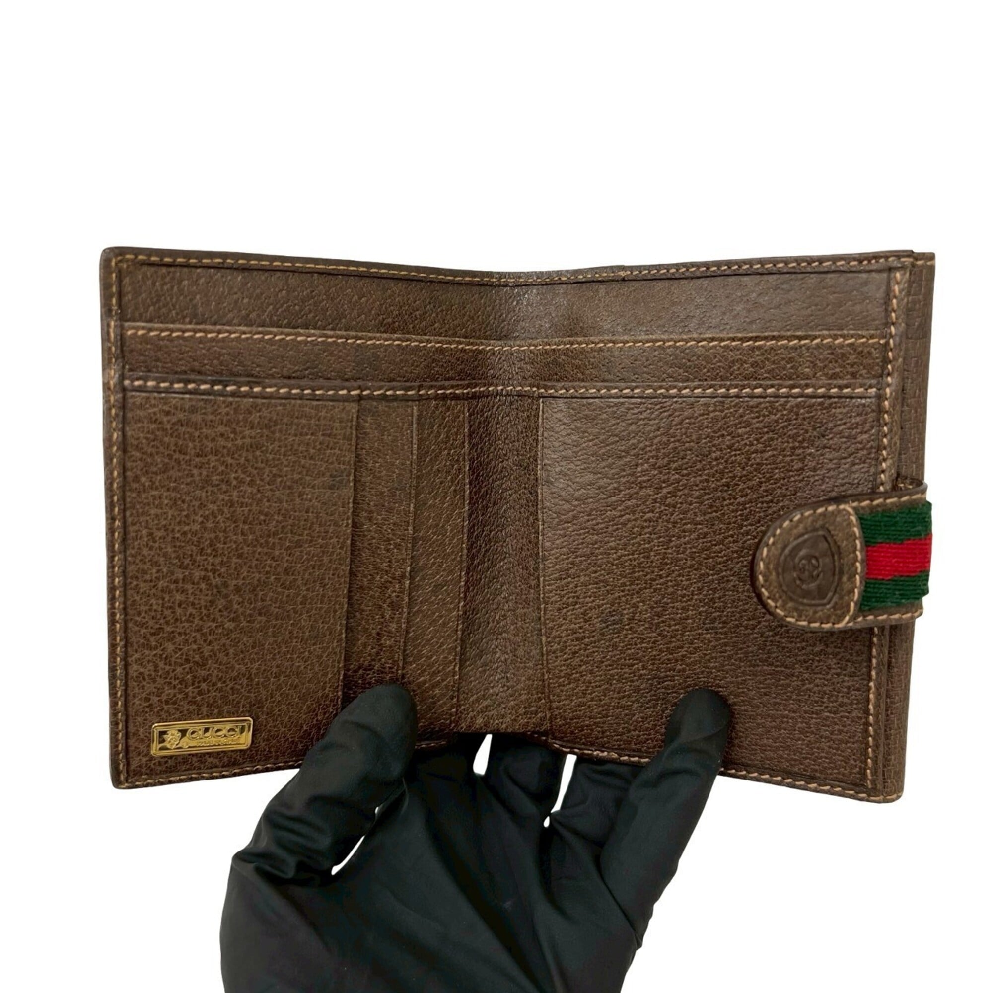 Gucci Brown Green Red Color Leather Pvc Wallet (Bi-Fold) (Pre-Owned)