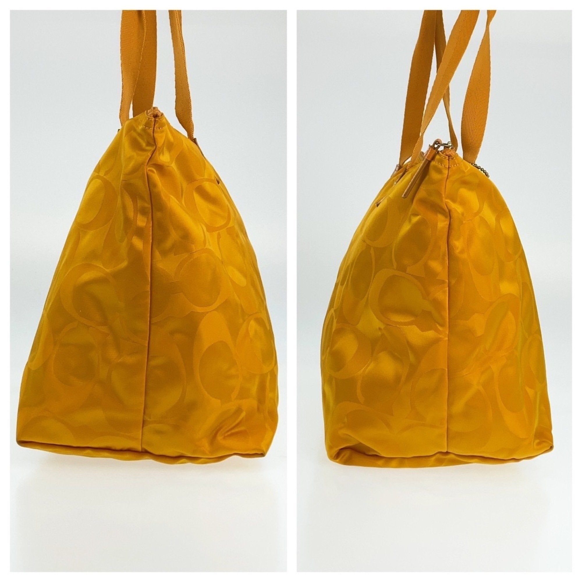 Coach Yellow Nylon Leather Shoulder Bag Tote Bag (Pre-Owned)
