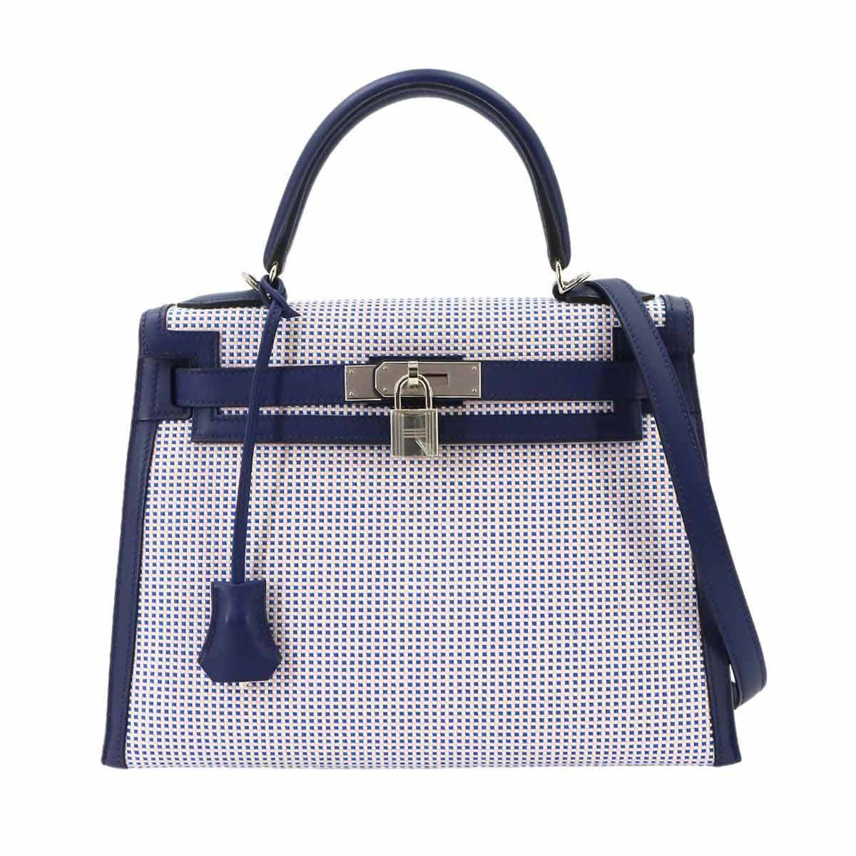 Hermes Bleu Saphir Ecru Swift Leather Handbag (Pre-Owned)
