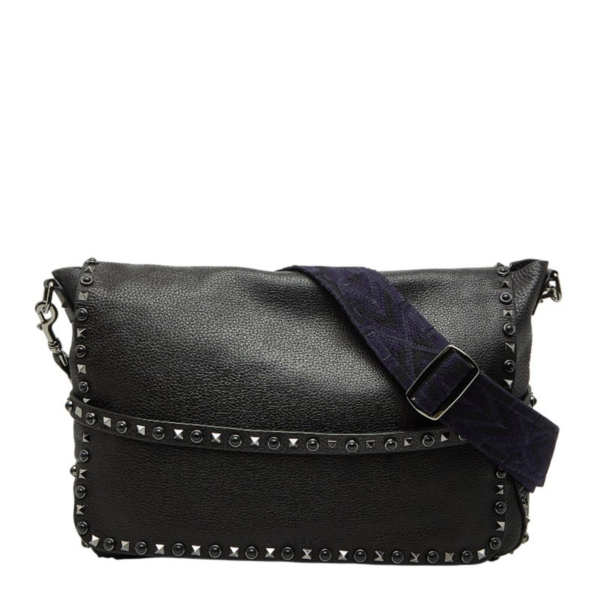 Valentino Black Purple Leather Shoulder Bag (Pre-Owned)