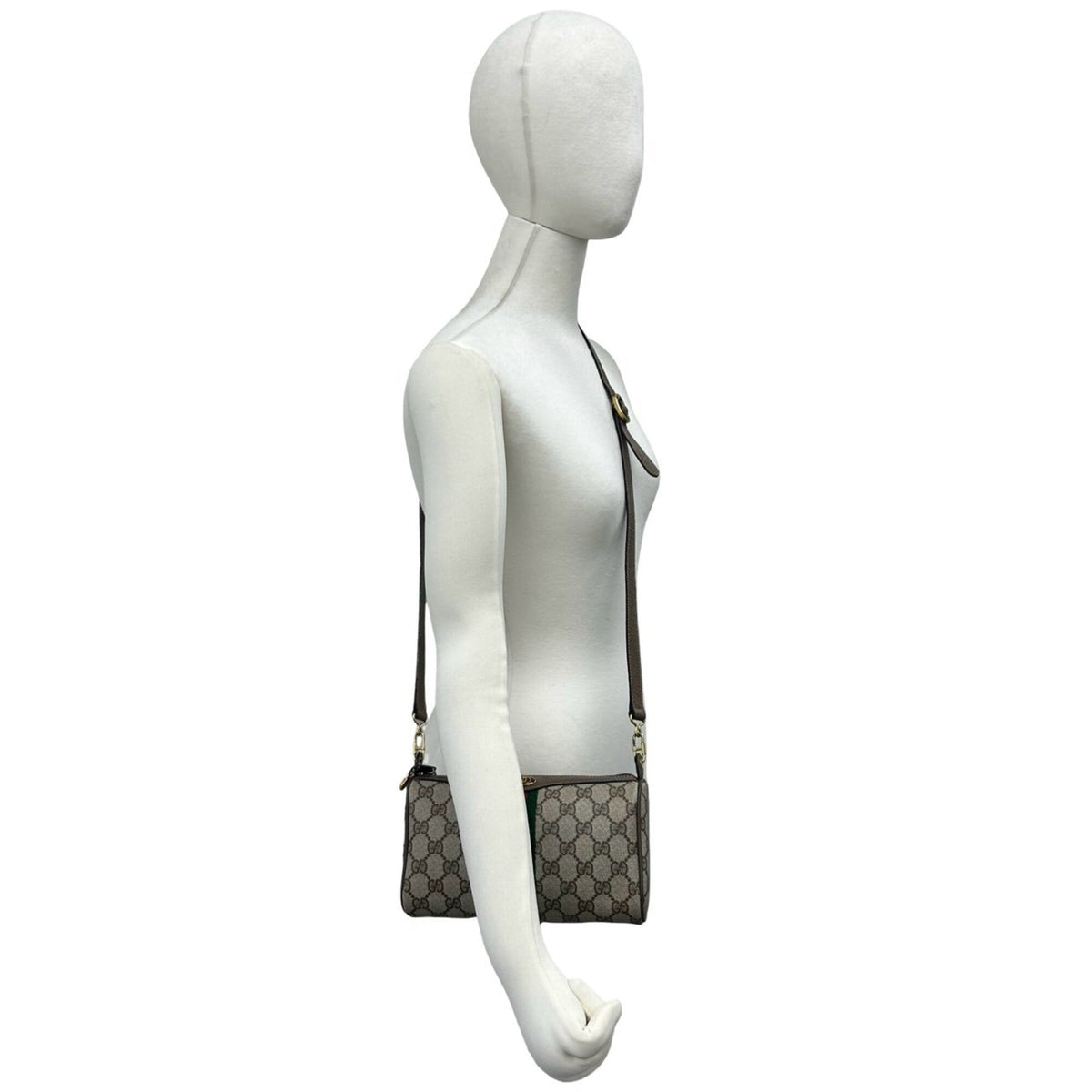 Gucci Brown Green Red Color Leather Pvc Pochette Shoulder Bag (Pre-Owned)