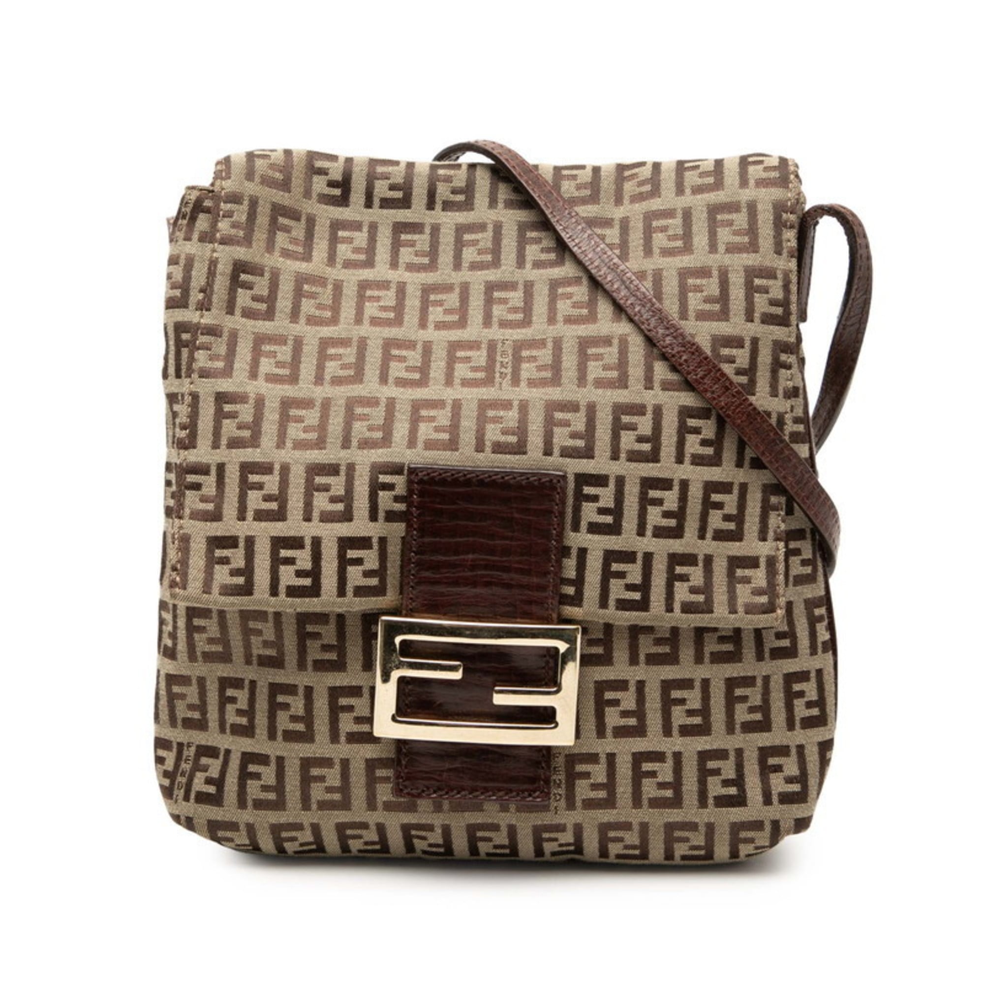 Fendi Brown Canvas Leather Shoulder Bag (Pre-Owned)