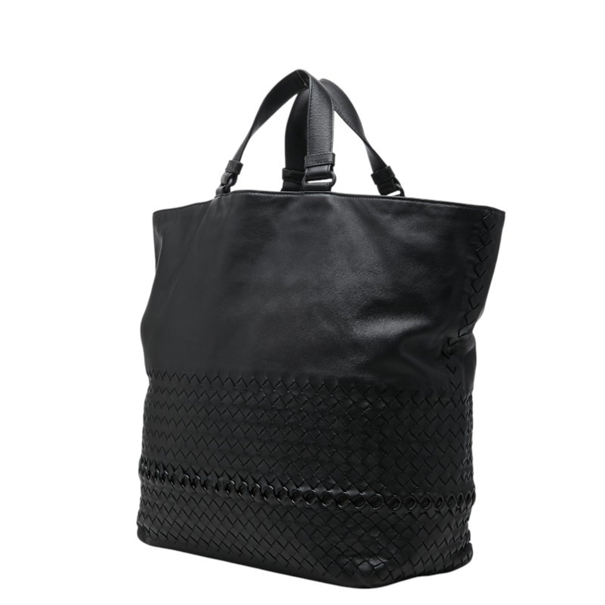 Bottega Veneta Black Leather Handbag Tote Bag (Pre-Owned)