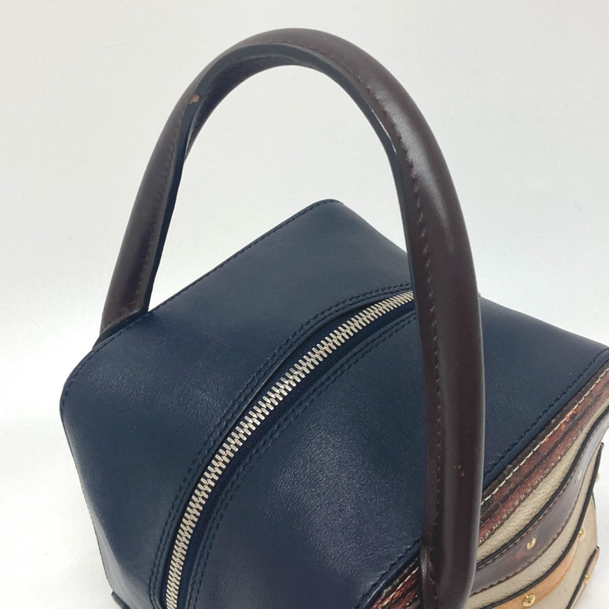 Louis Vuitton Beige Black Leather Handbag (Pre-Owned)