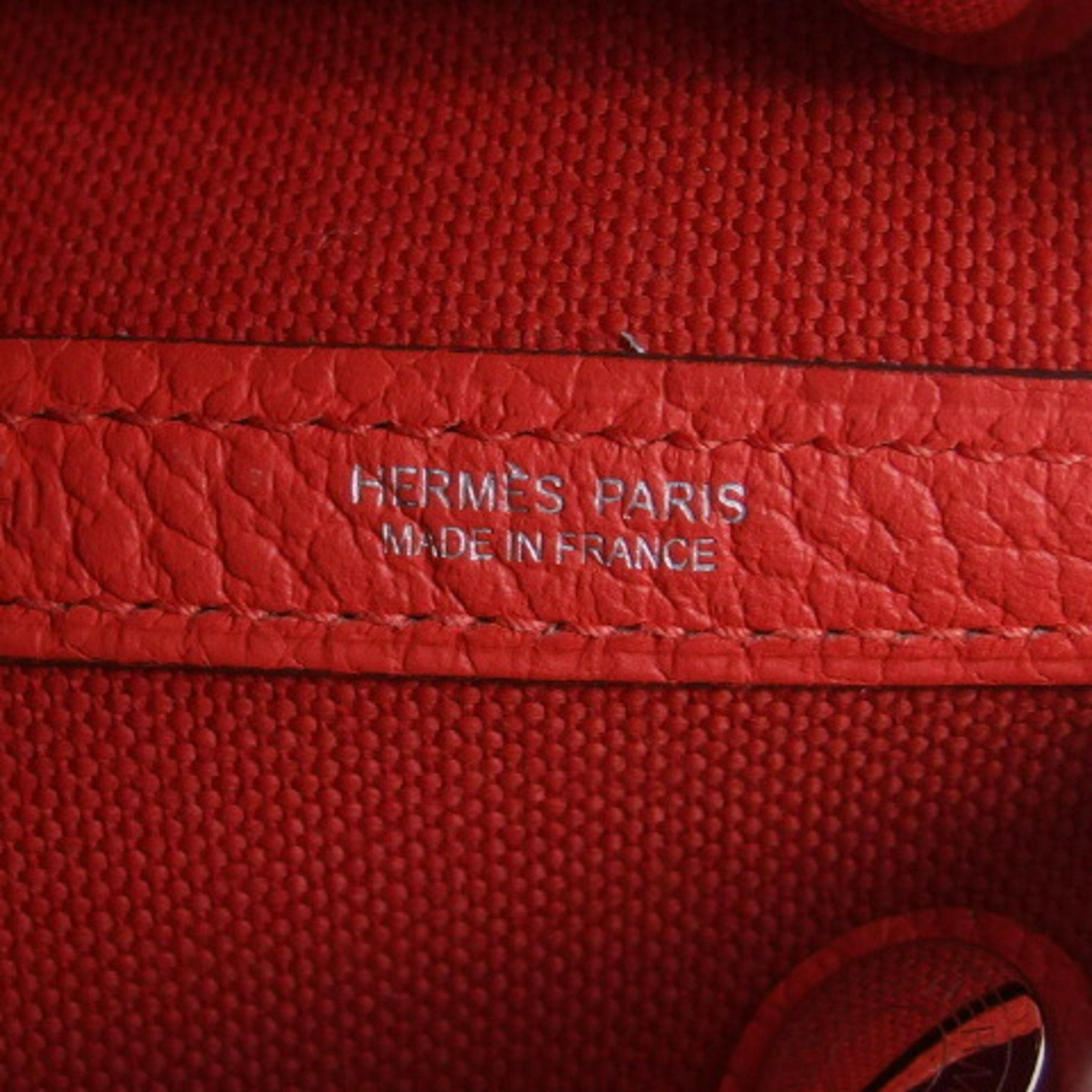 Hermes Garden Vermilion Toile Officier Negonda Leather Handbag Tote Bag (Pre-Owned)
