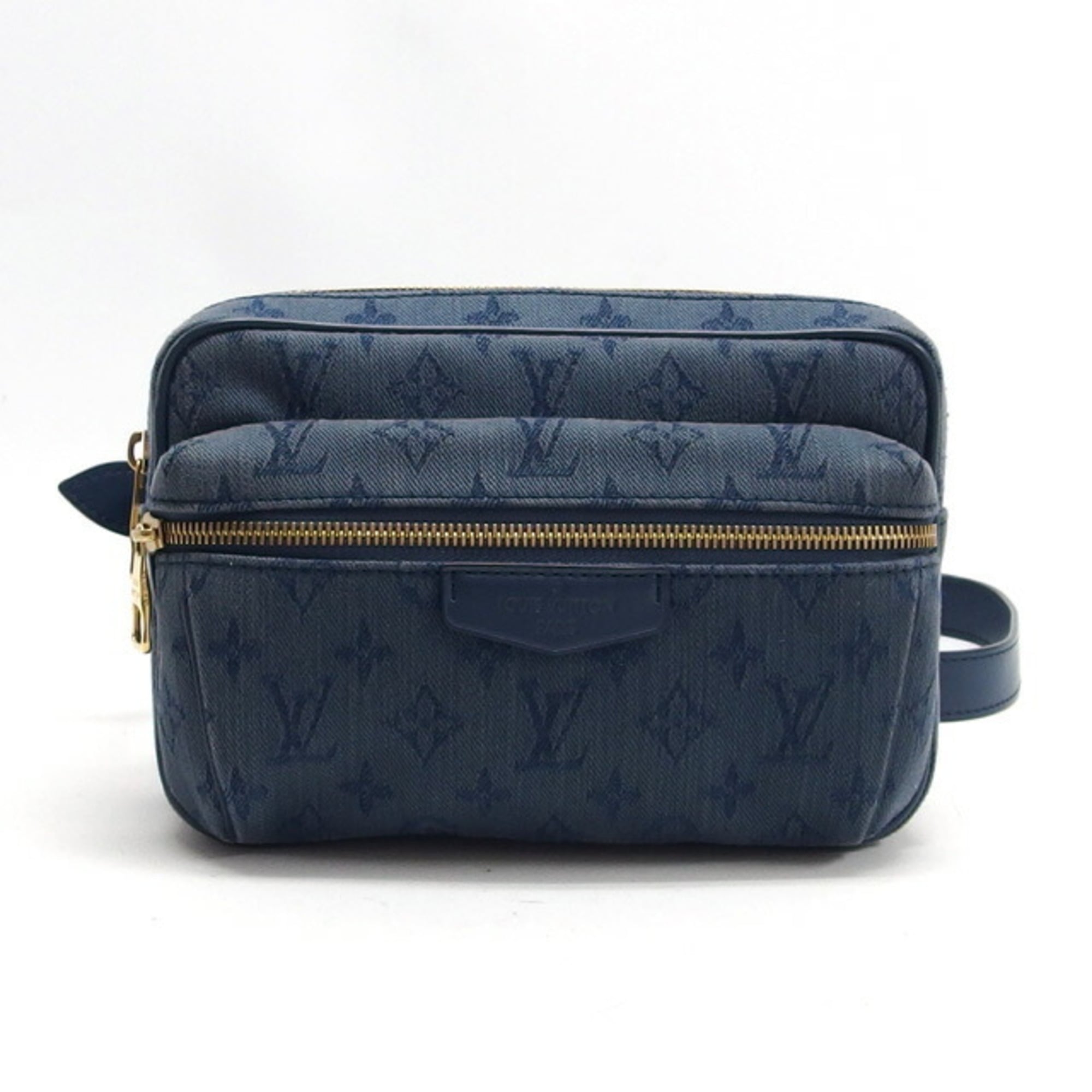 Louis Vuitton Monogram Denim Dark Brown Denim Leather Shoulder Bag (Pre-Owned)