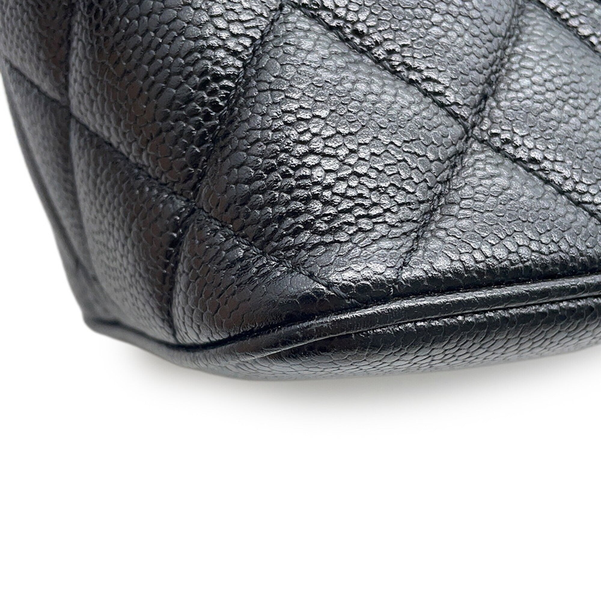 Chanel Matelasse Black Leather Handbag Tote Bag (Pre-Owned)