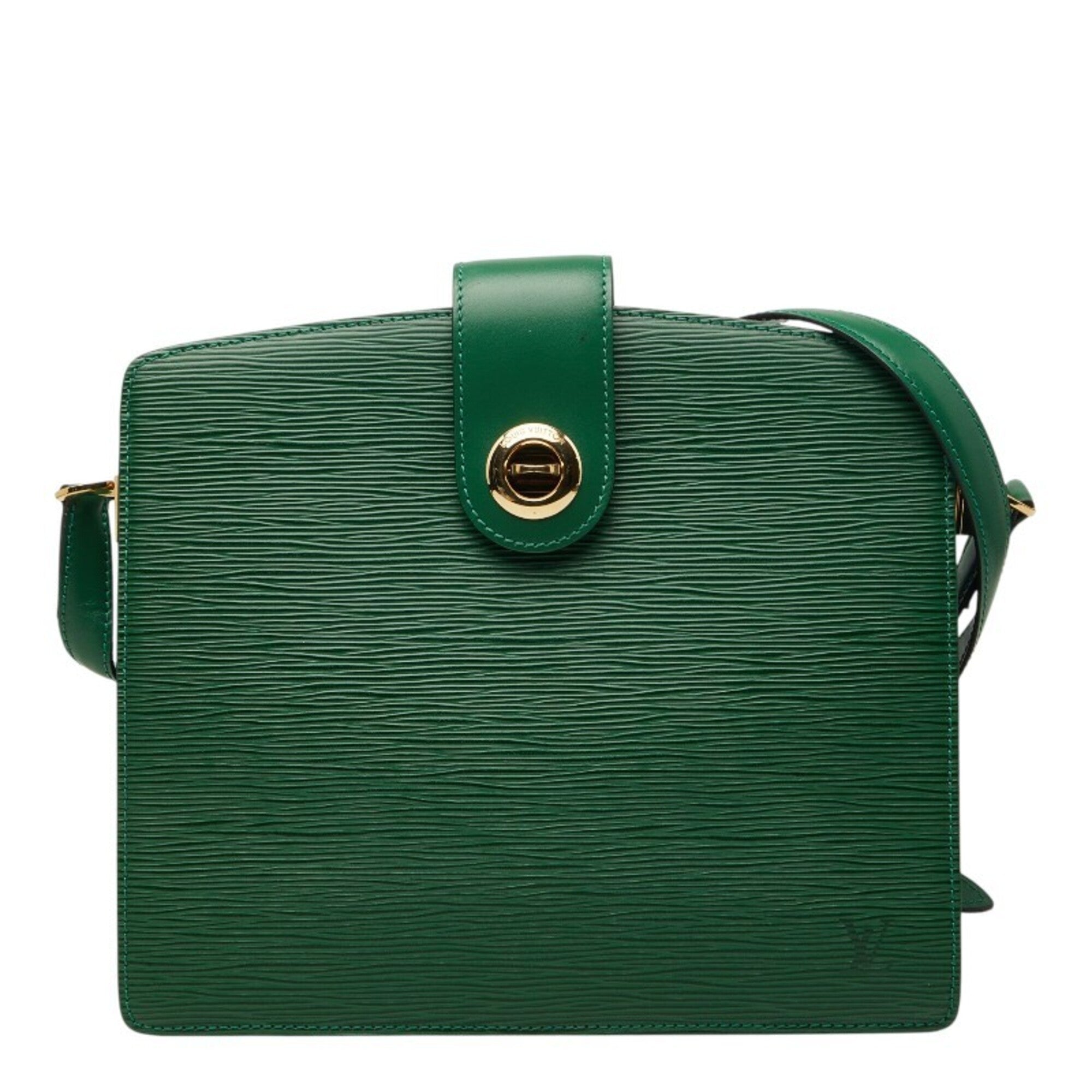 Louis Vuitton Borneo Green Leather Shoulder Bag (Pre-Owned)