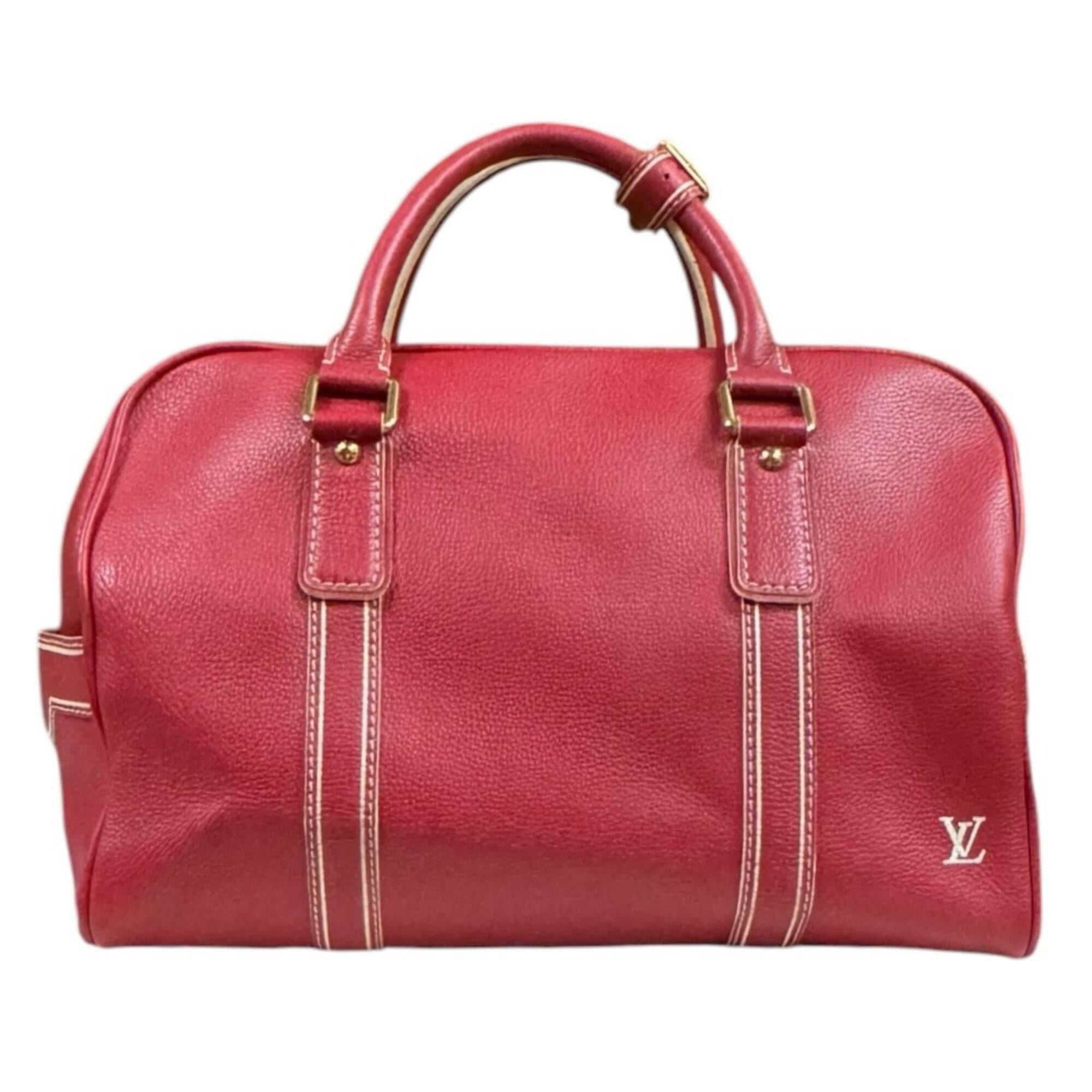 Louis Vuitton Red Color Leather Boston Bag (Pre-Owned)