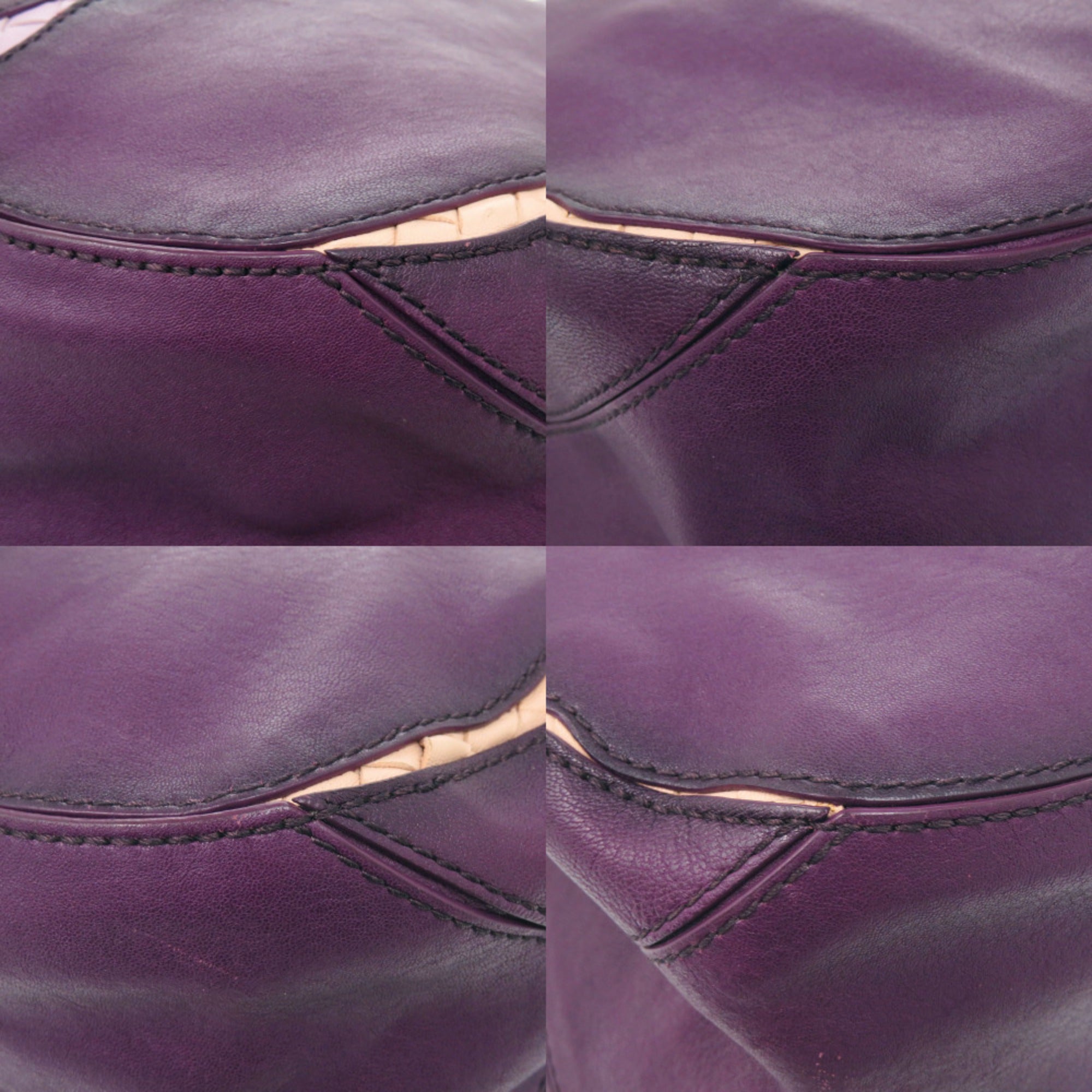 Bottega Veneta Black Purple Leather Handbag (Pre-Owned)