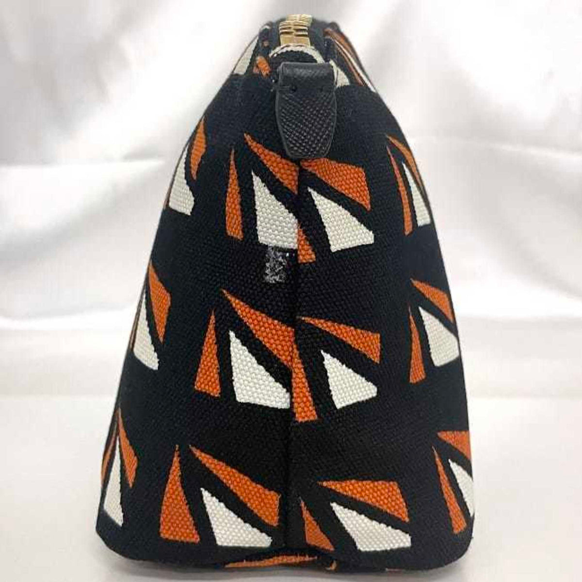 Prada Black Orange Canvas Leather Pouch (Pre-Owned)