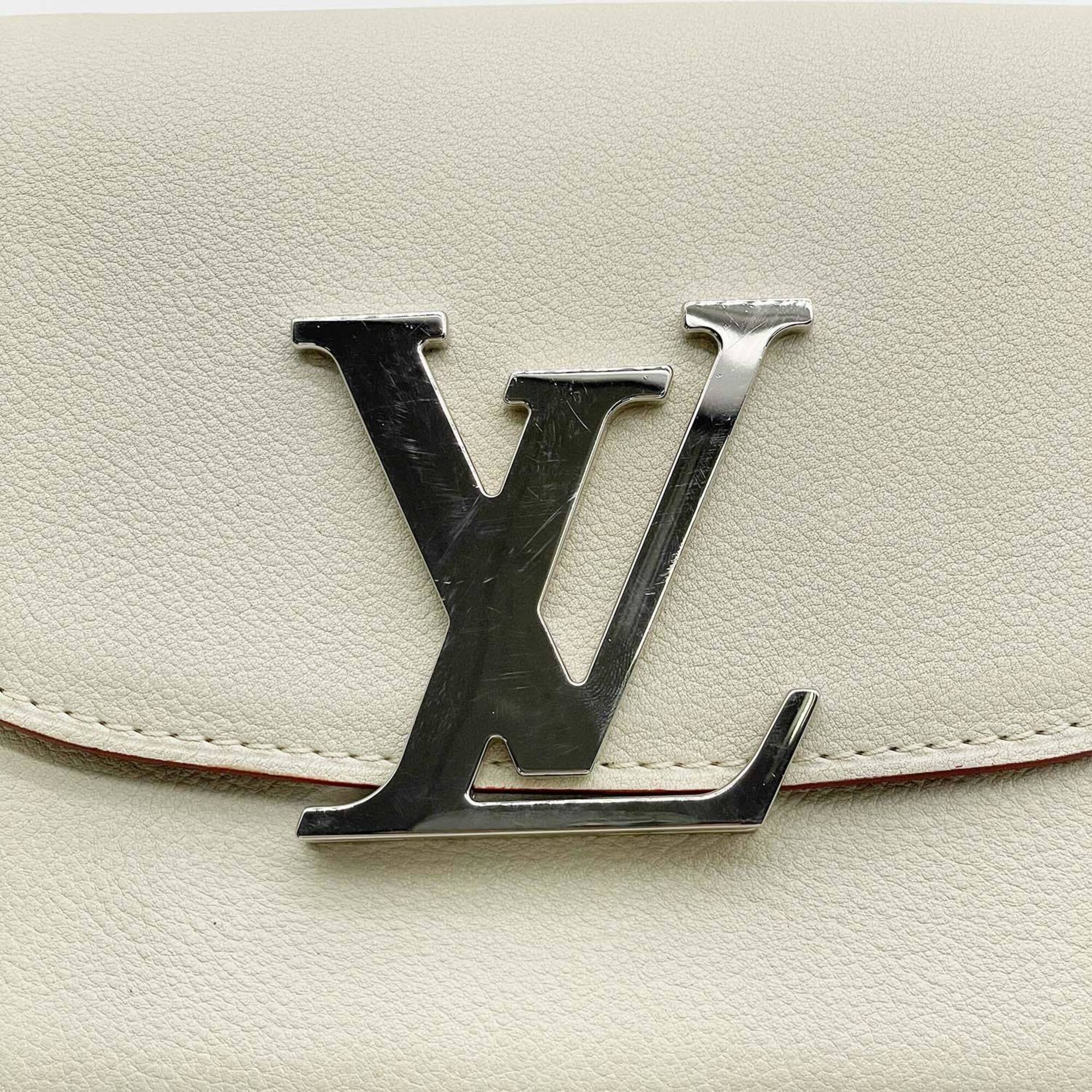 Louis Vuitton Brown White Leather Handbag Shoulder Bag (Pre-Owned)