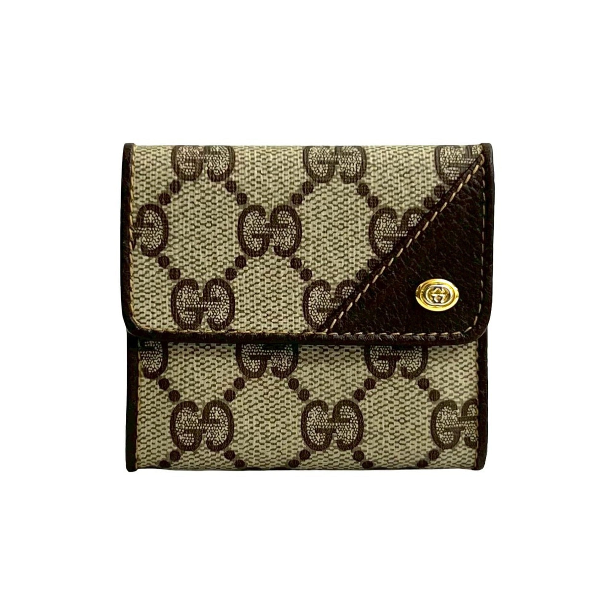 Gucci Brown Leather Pvc Coin Purse/Coin Case (Pre-Owned)
