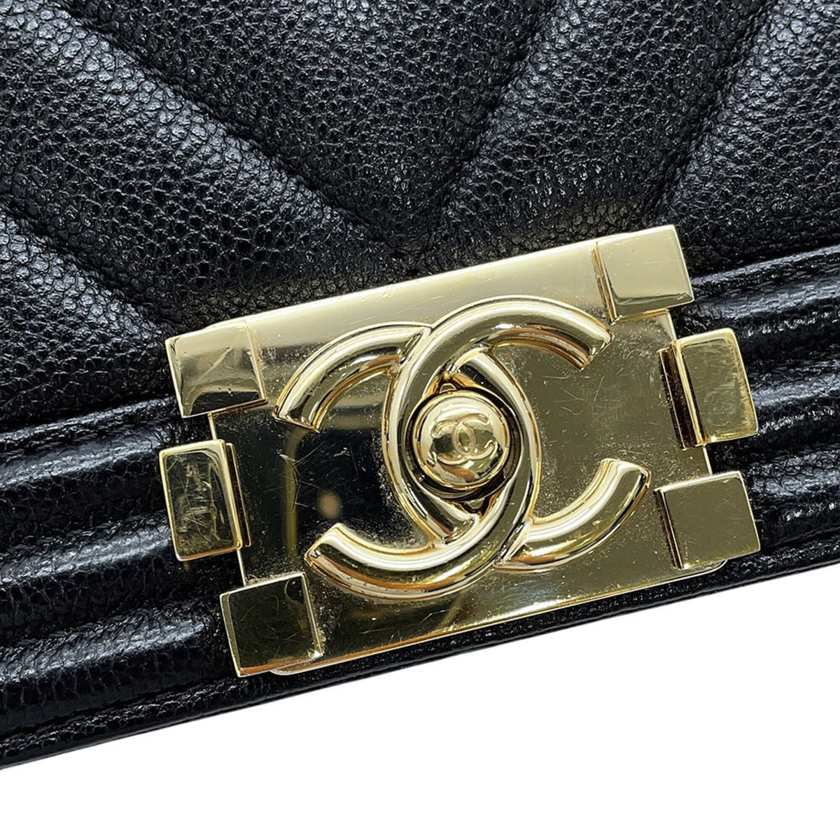 Chanel Black Grained Calfskin Handbag Shoulder Bag (Pre-Owned)
