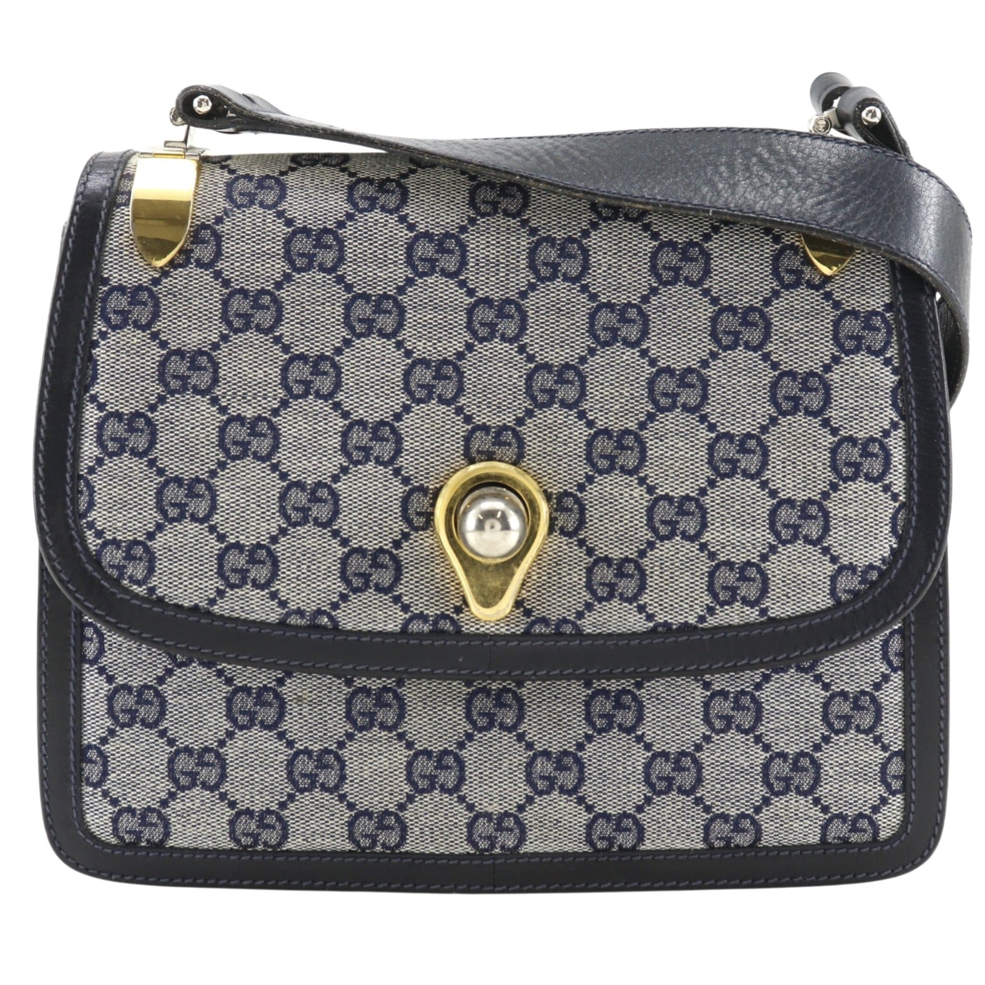 Gucci Navy Gg Canvas Shoulder Bag (Pre-Owned)