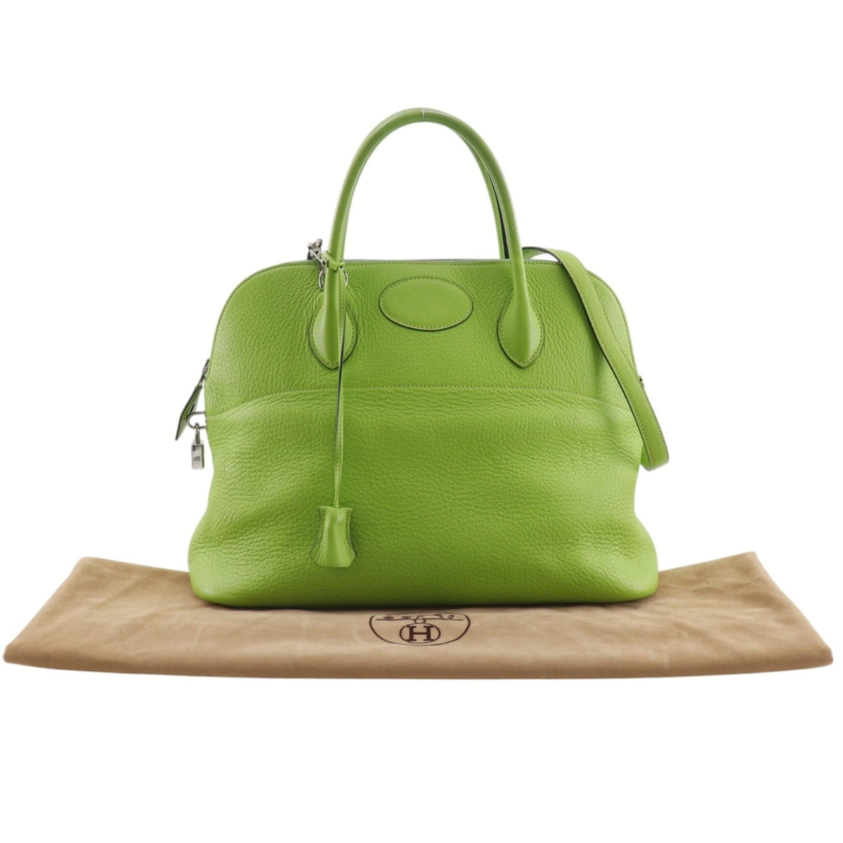 Hermes Bolide Green Yellow Taurillon Clemence Leather Handbag (Pre-Owned)