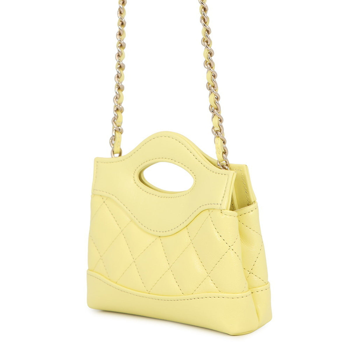 Chanel Yellow Leather Clutch Bag Handbag Shoulder Bag (Pre-Owned)