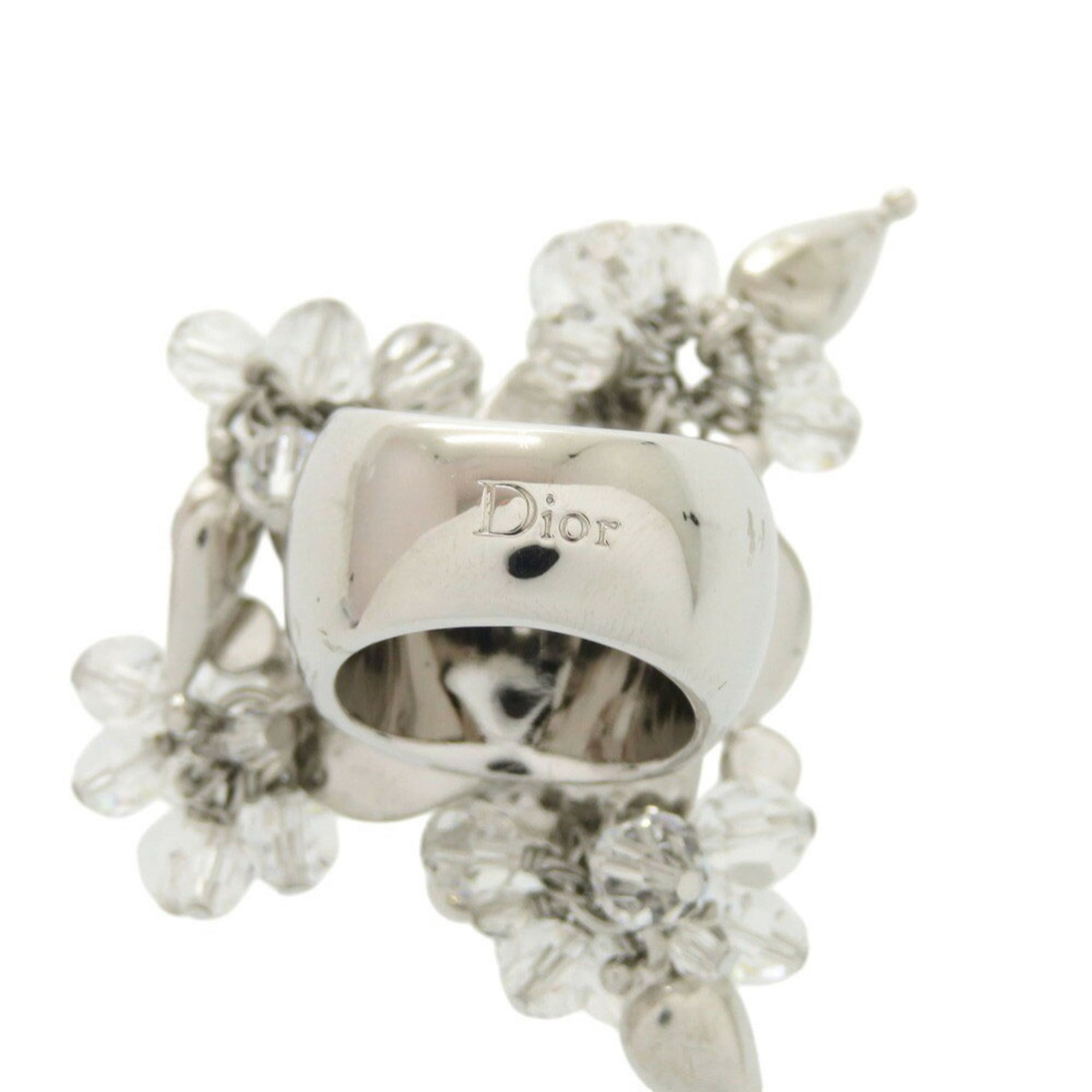 Christian Dior Silver White Metal Band Ring (Pre-Owned)