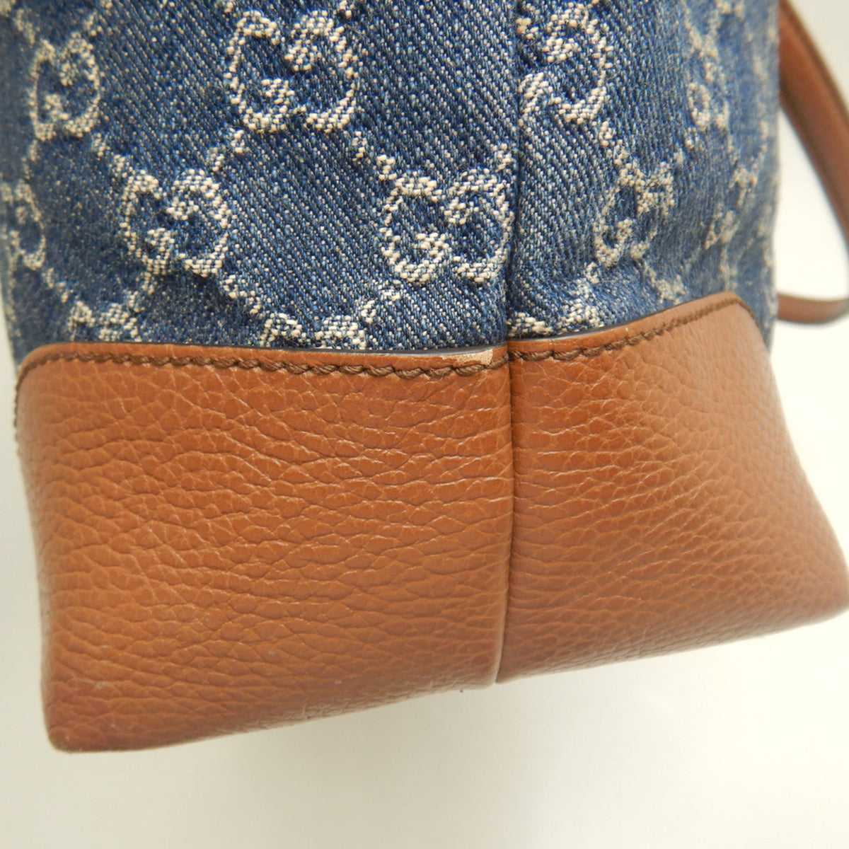 Gucci Ophidia Blue Brown Denim Leather Tote Bag (Pre-Owned)