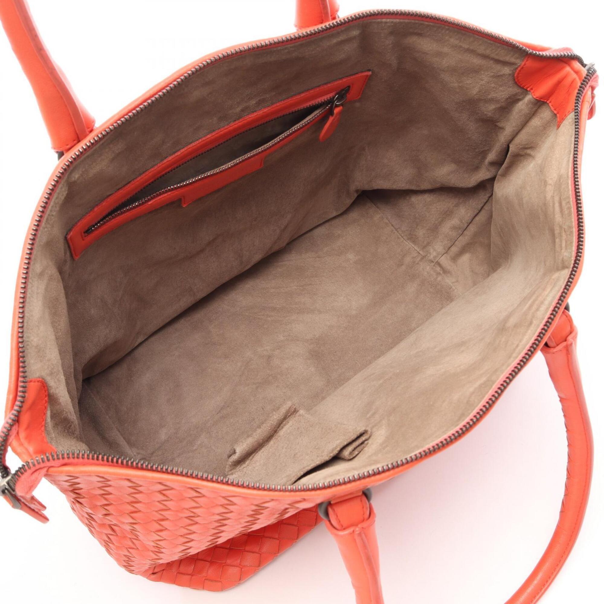 Bottega Veneta Orange Intrecciato Handbag Tote Bag (Pre-Owned)
