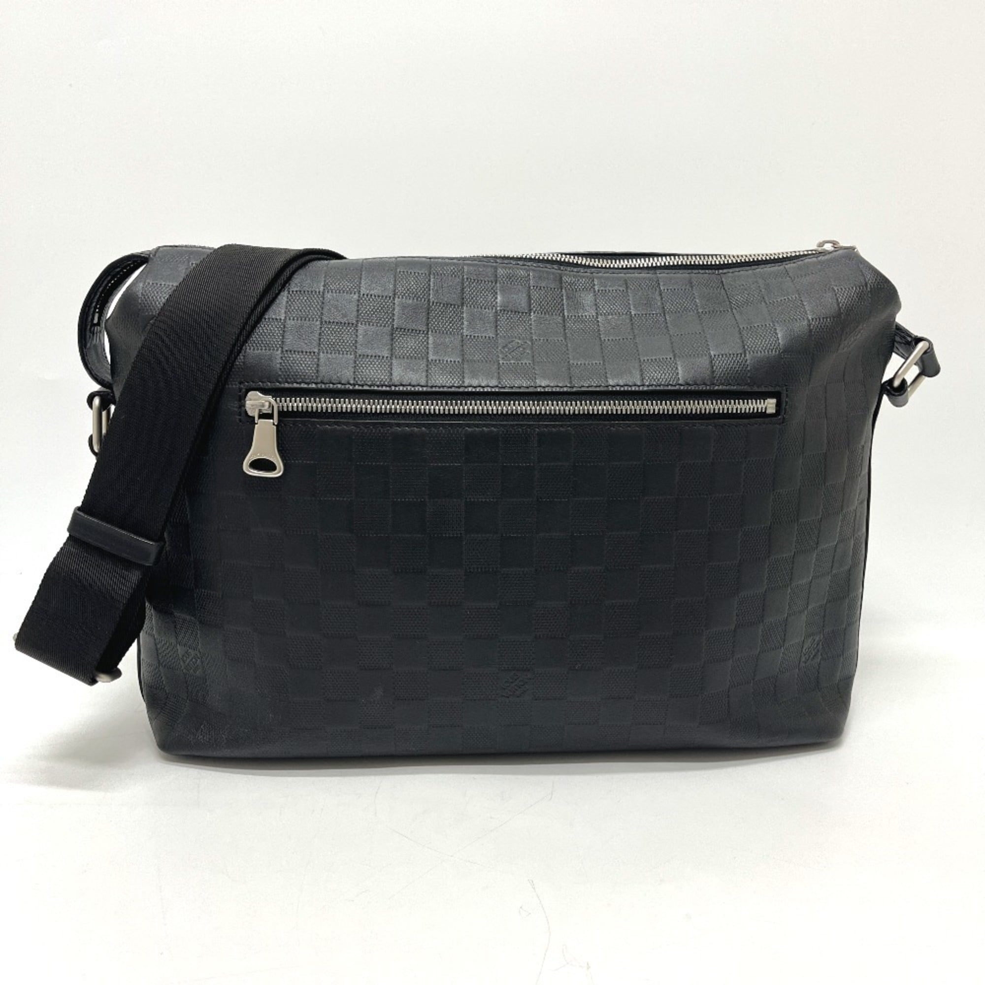 Louis Vuitton Black Gray Onyx Damier Infini Leather Messenger Bag Shoulder Bag (Pre-Owned)