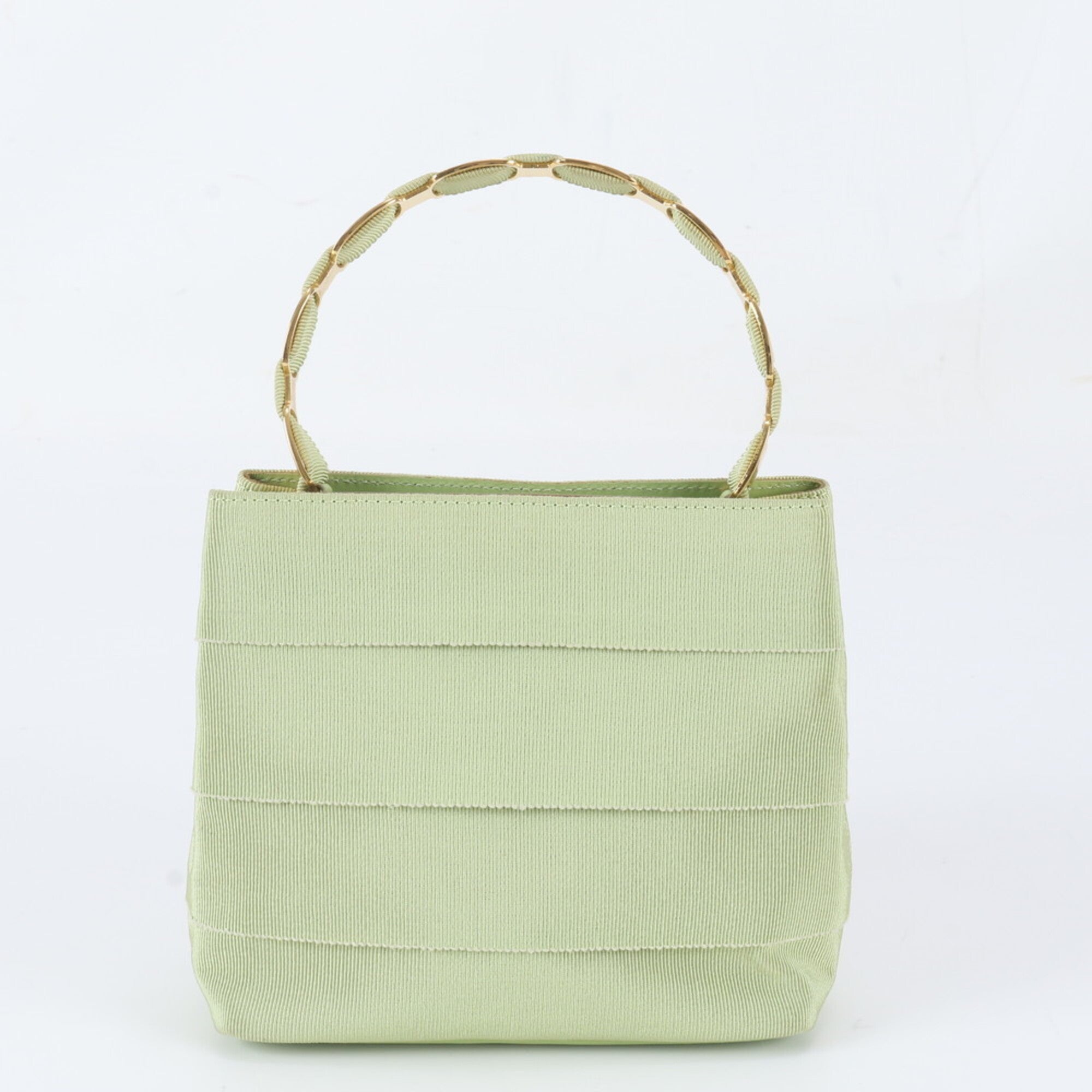 Salvatore Ferragamo Green Leather Canvas Handbag Tote Bag (Pre-Owned)