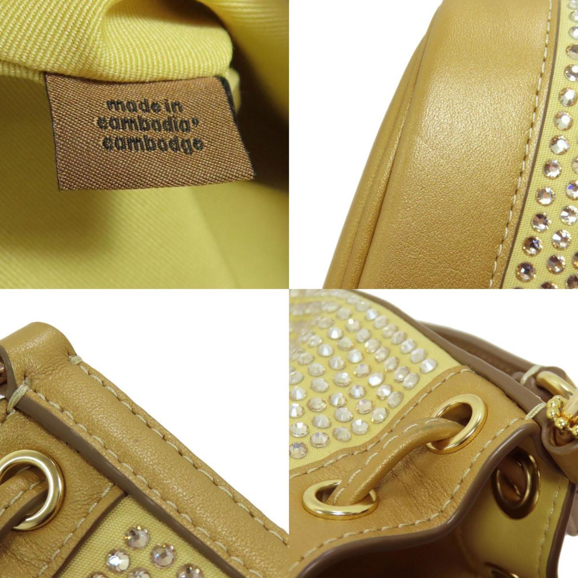 Coach Gold Rhinestone Leather Canvas Shoulder Bag (Pre-Owned)