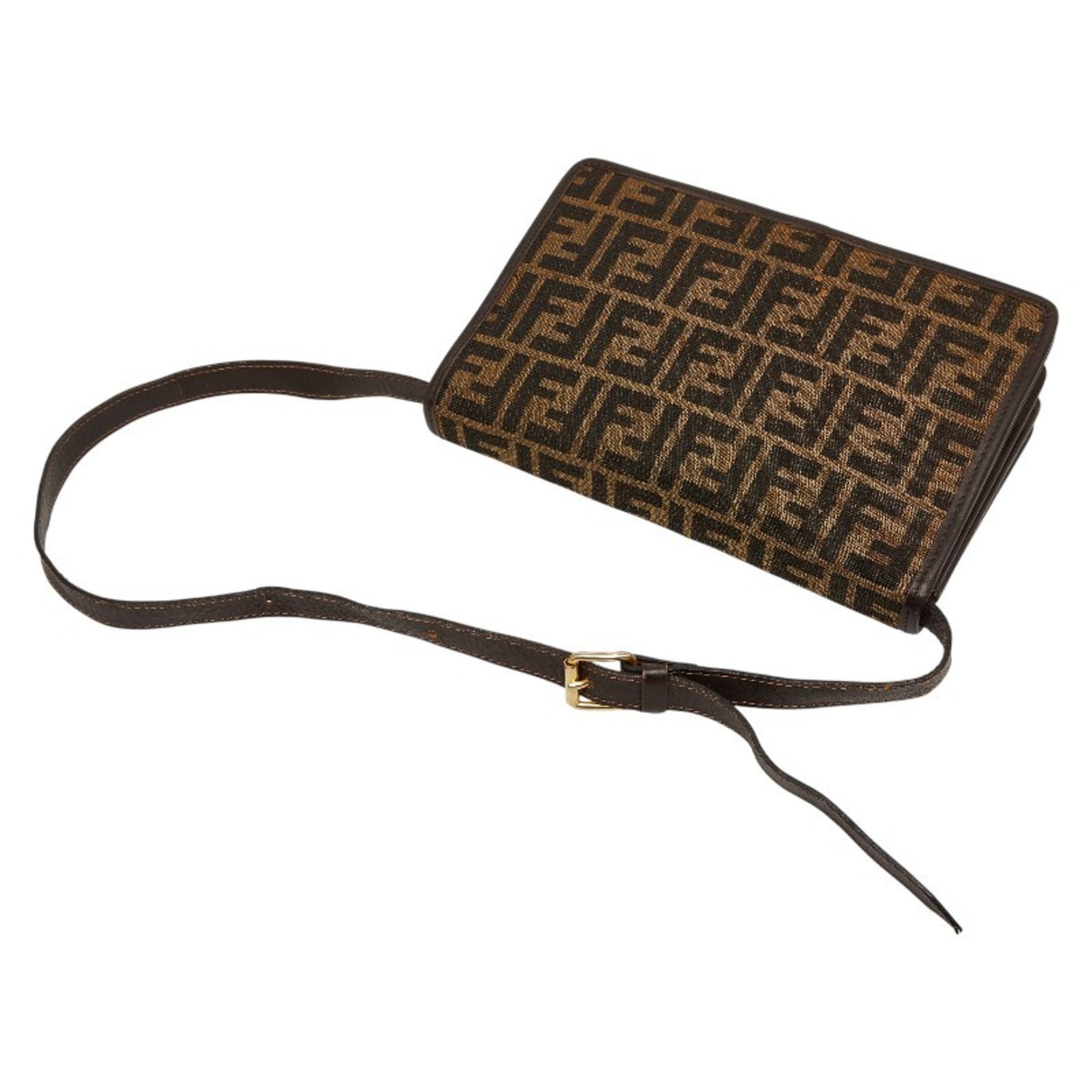 Fendi Brown Canvas Leather Shoulder Bag (Pre-Owned)
