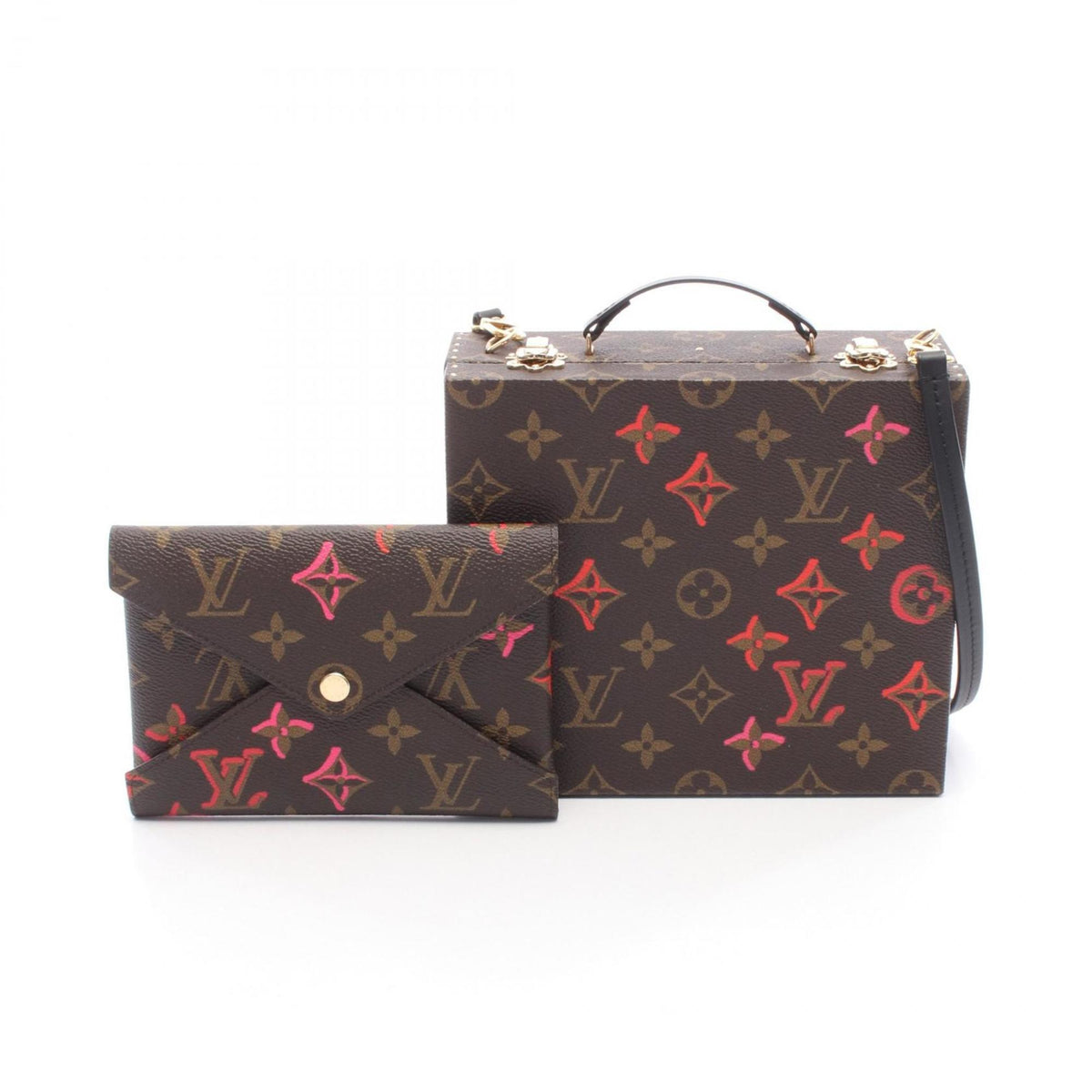 Louis Vuitton Brown Multi-Color Monogram Coated Canvas Leather Handbag Pouch (Pre-Owned)