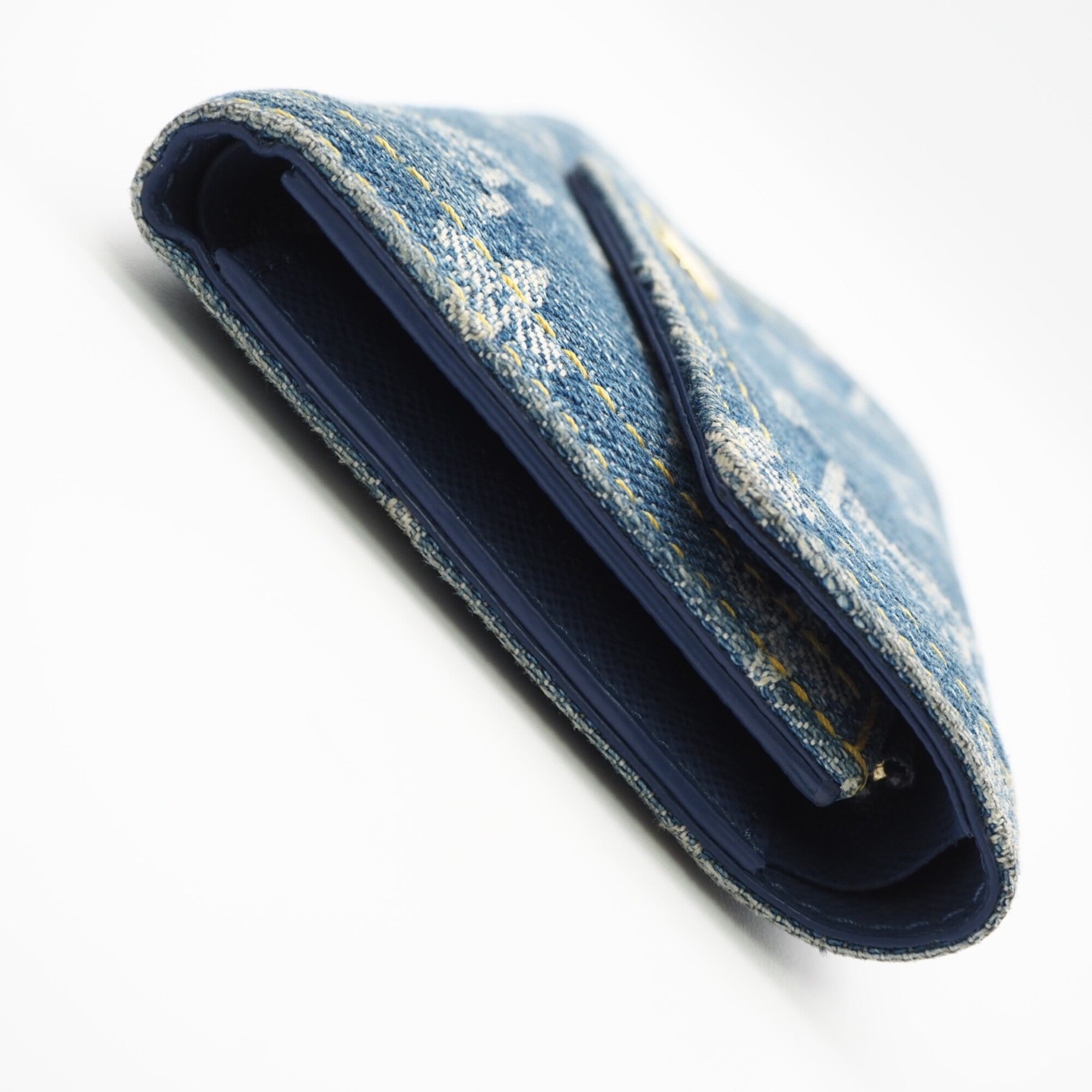 Louis Vuitton Monogram Denim Blue Denim Leather Wallet (Tri-Fold) (Pre-Owned)