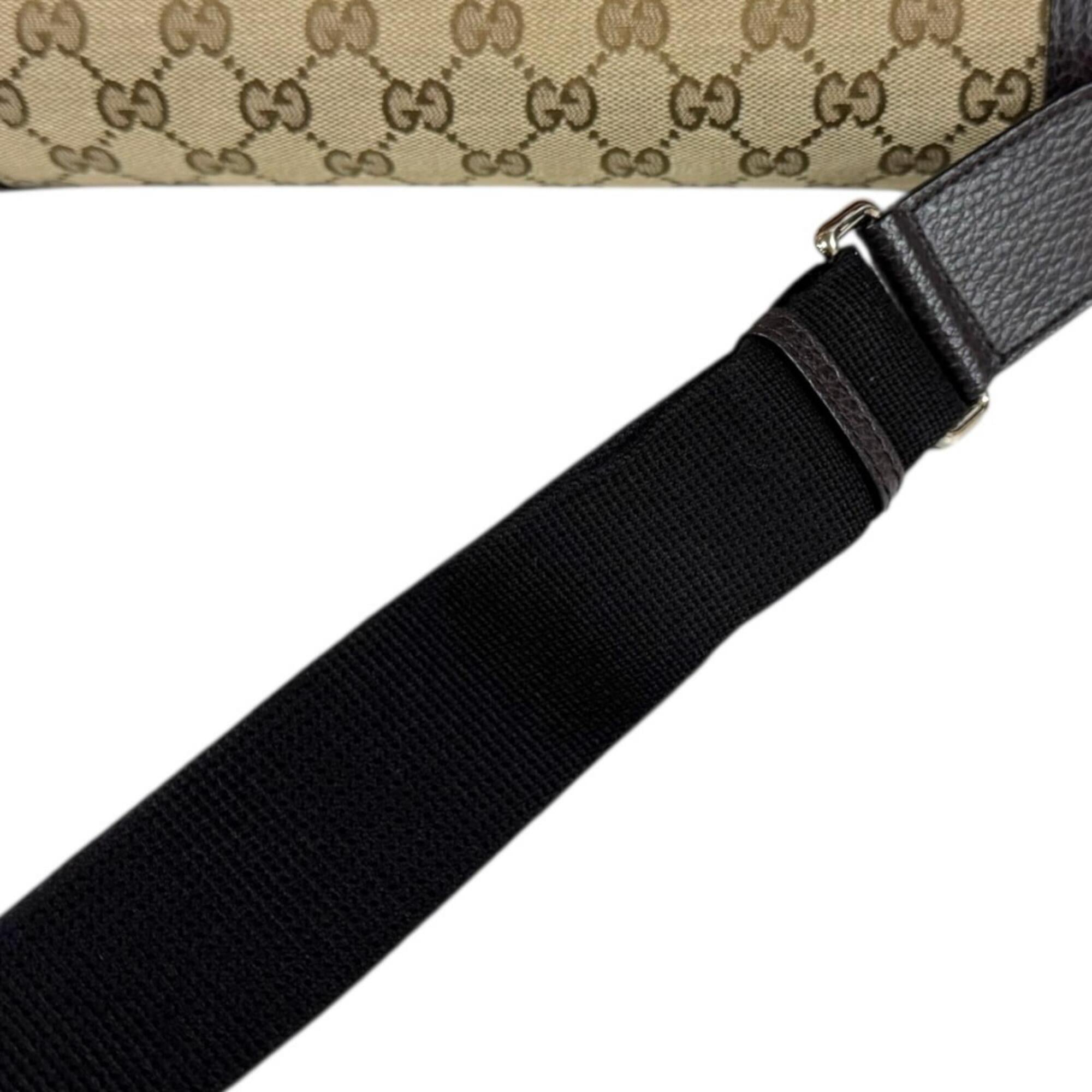 Gucci Beige Dark Brown Gg Canvas Leather Messenger Bag Shoulder Bag (Pre-Owned)