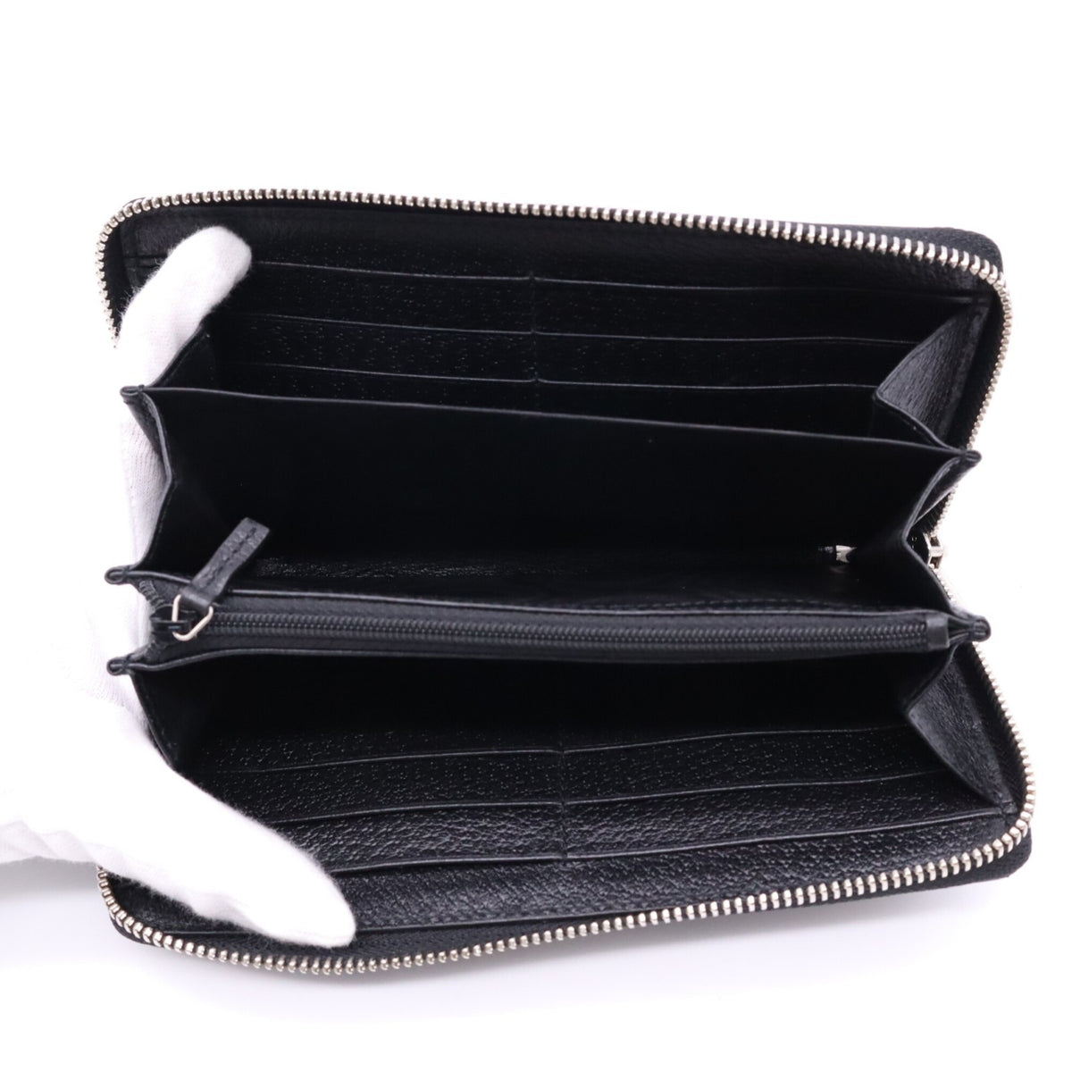 Gucci Gold Black Canvas Leather Long Wallet (Bi-Fold) (Pre-Owned)