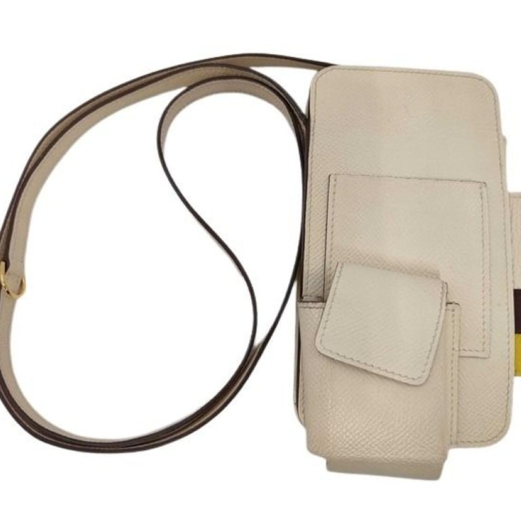 Hermes Brown White Yellow Epsom Leather Pouch (Pre-Owned)