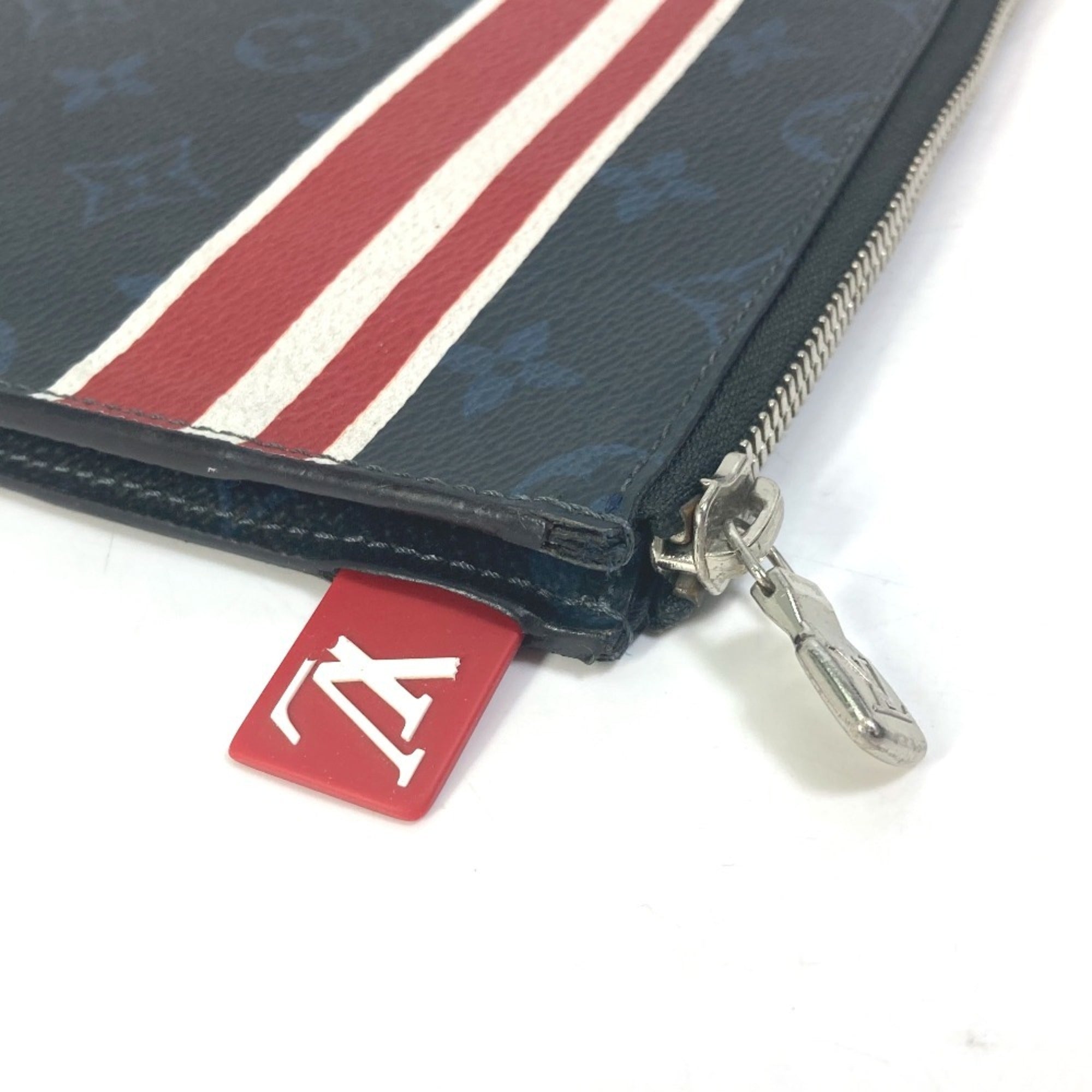 Louis Vuitton Monogram Cobalt Navy Red Color White Clutch Bag (Pre-Owned)