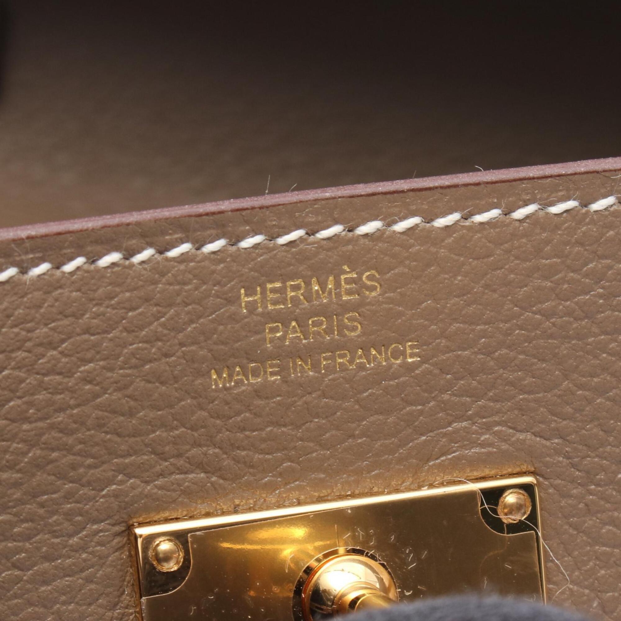 Hermes Etoupe Gray Gray Evercalf Leather Handbag Shoulder Bag (Pre-Owned)