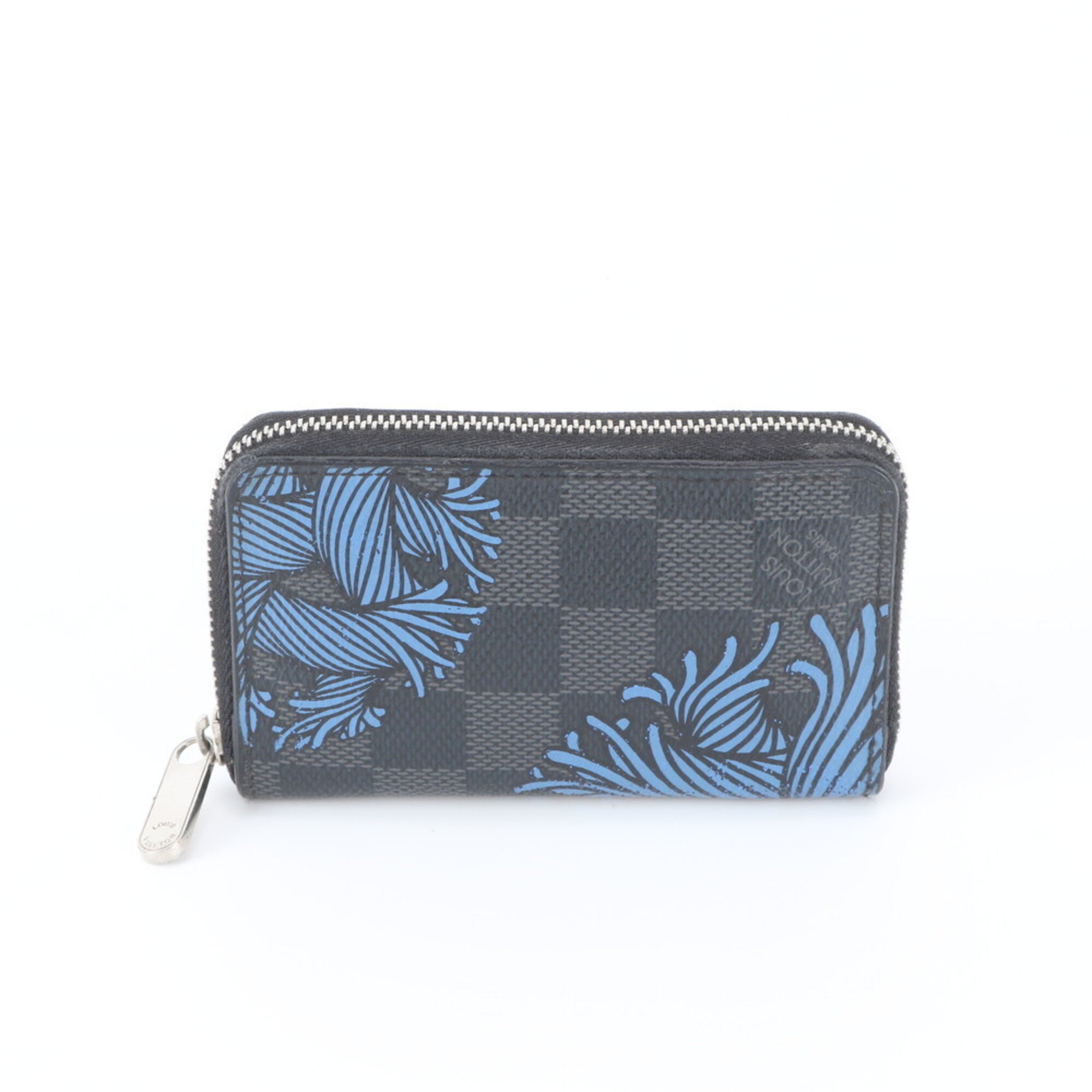 Louis Vuitton Black Blue Coated Canvas Leather Long Wallet (Bi-Fold) (Pre-Owned)