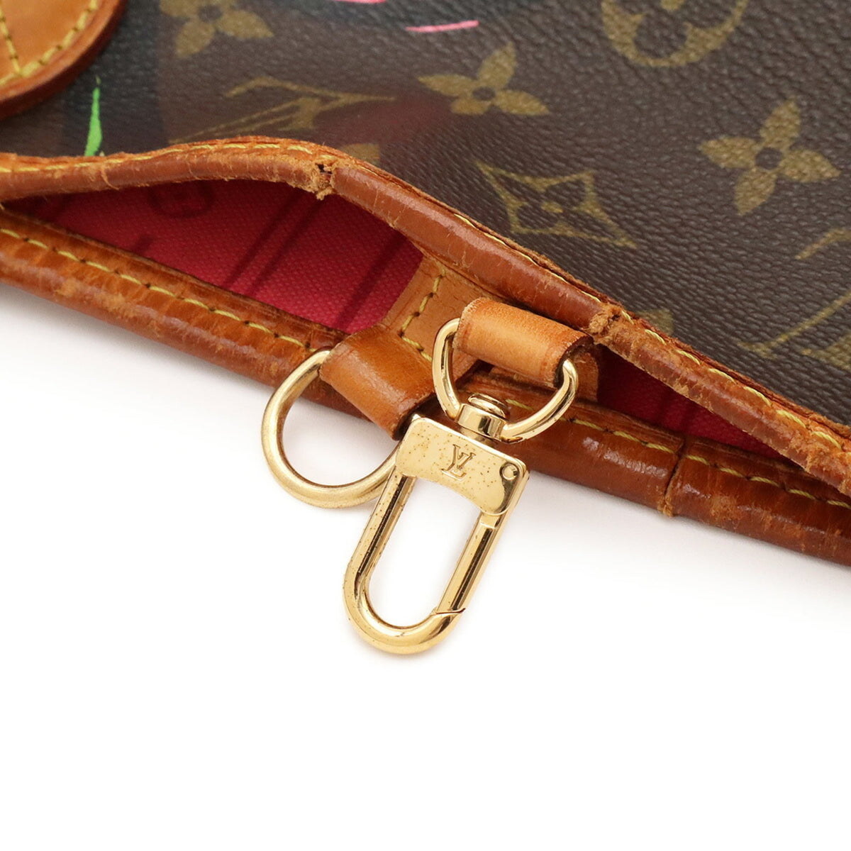 Louis Vuitton Brown Green Orange Pink Monogram Rose Canvas Shoulder Bag Tote Bag (Pre-Owned)