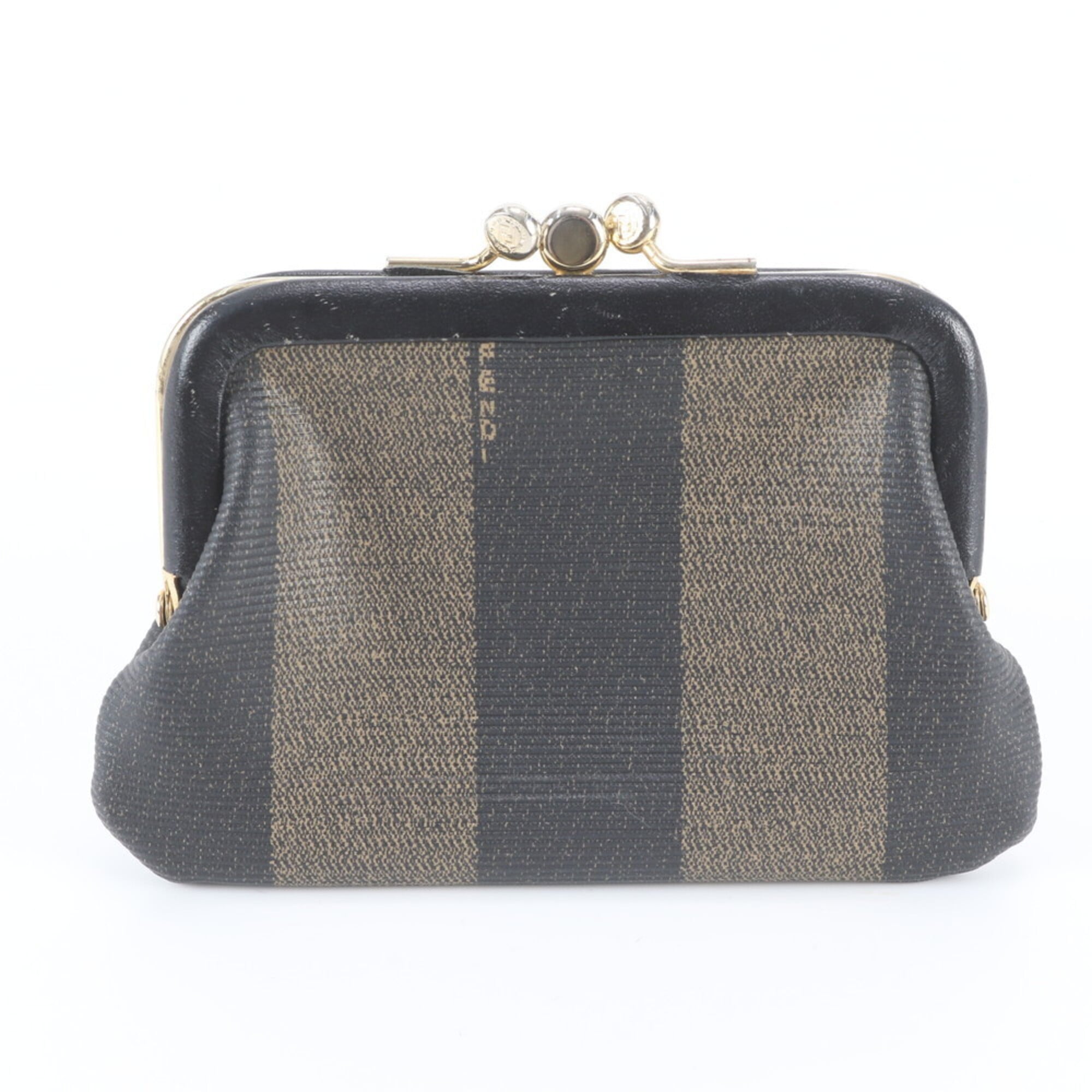 Fendi Brown Leather Coated Canvas Coin Purse/Coin Case (Pre-Owned)