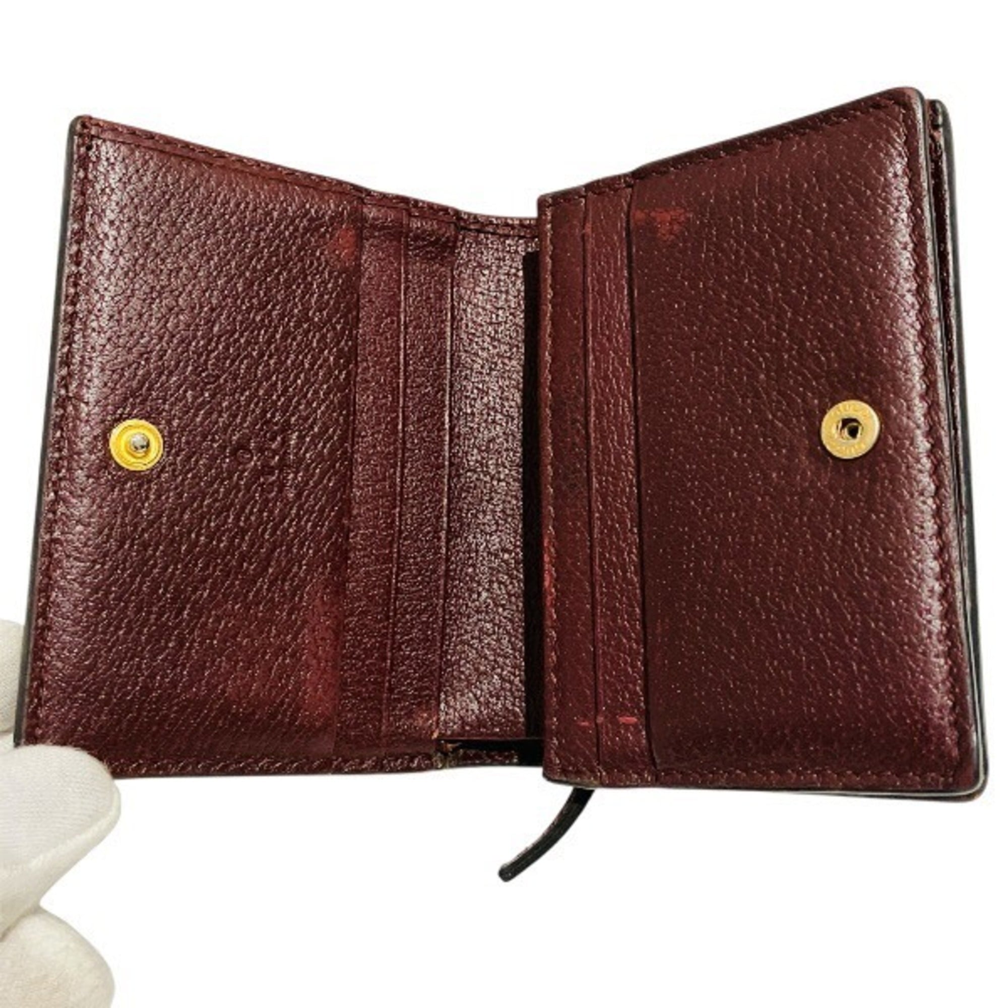 Gucci Gg Supreme Bordeaux Gg Supreme Leather Wallet (Bi-Fold) (Pre-Owned)