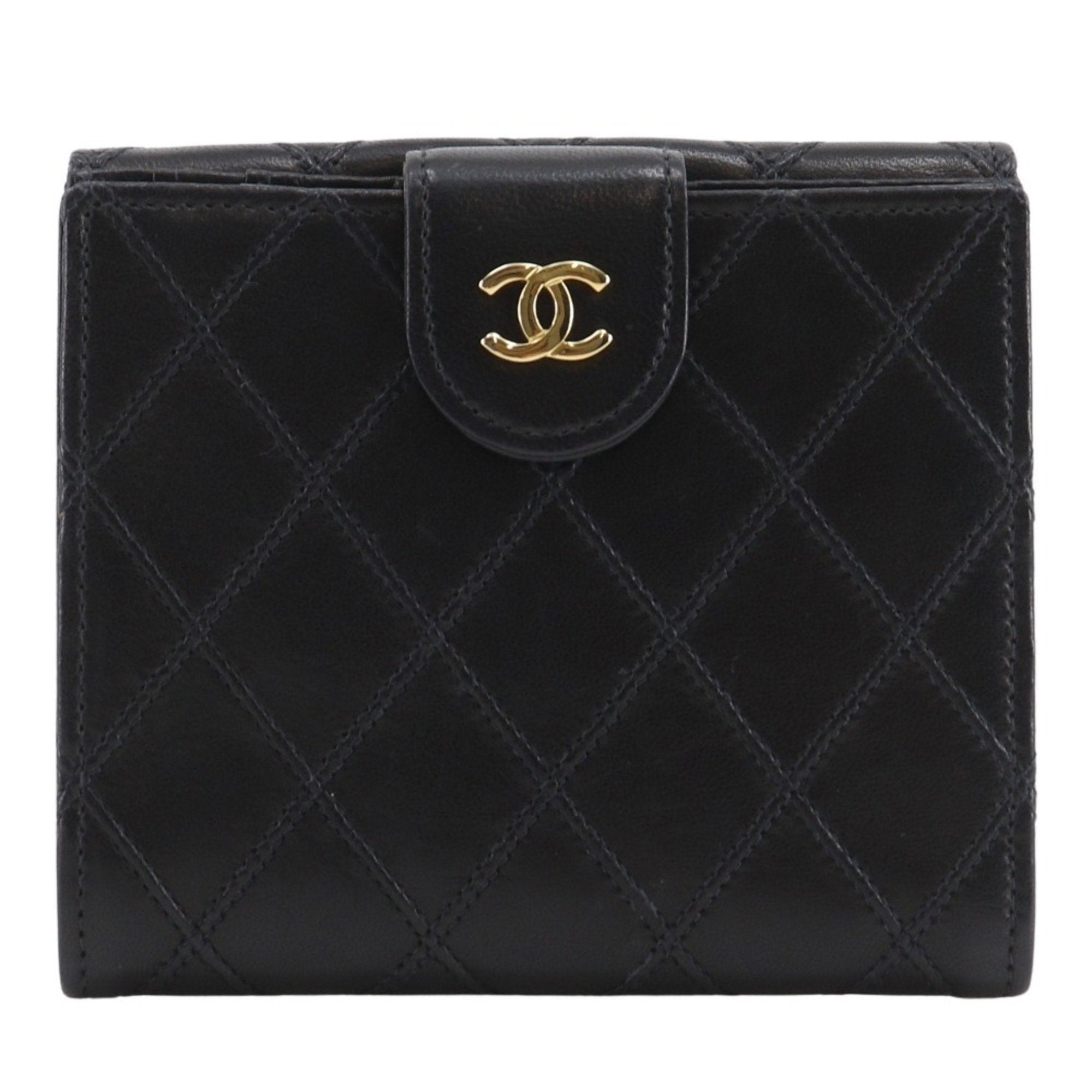 Chanel Black Leather Wallet (Bi-Fold) (Pre-Owned)