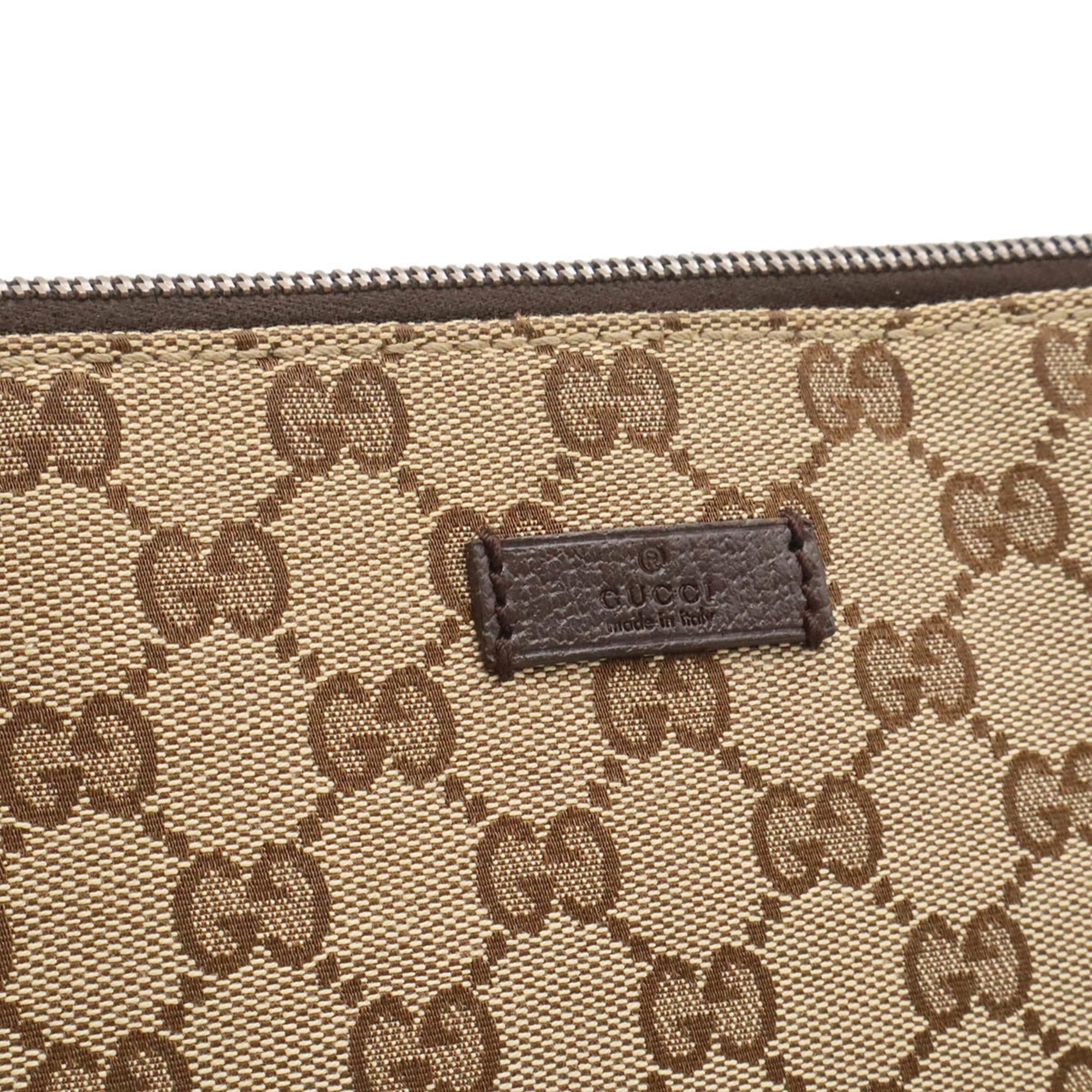 Gucci Gg Canvas Beige Dark Brown Khaki Gg Canvas Leather Handbag Shoulder Bag (Pre-Owned)