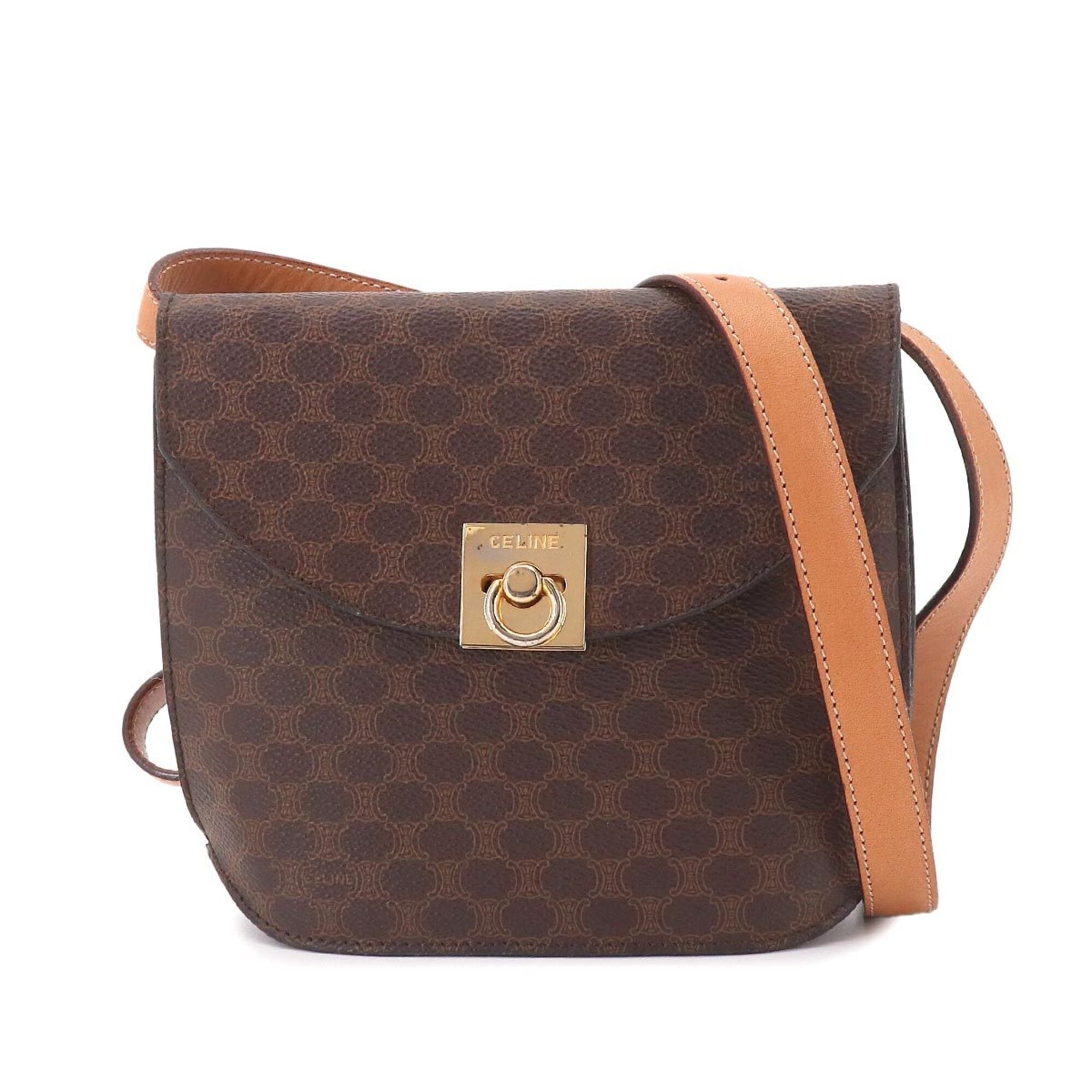 Celine Brown Leather Pvc Handbag Shoulder Bag (Pre-Owned)