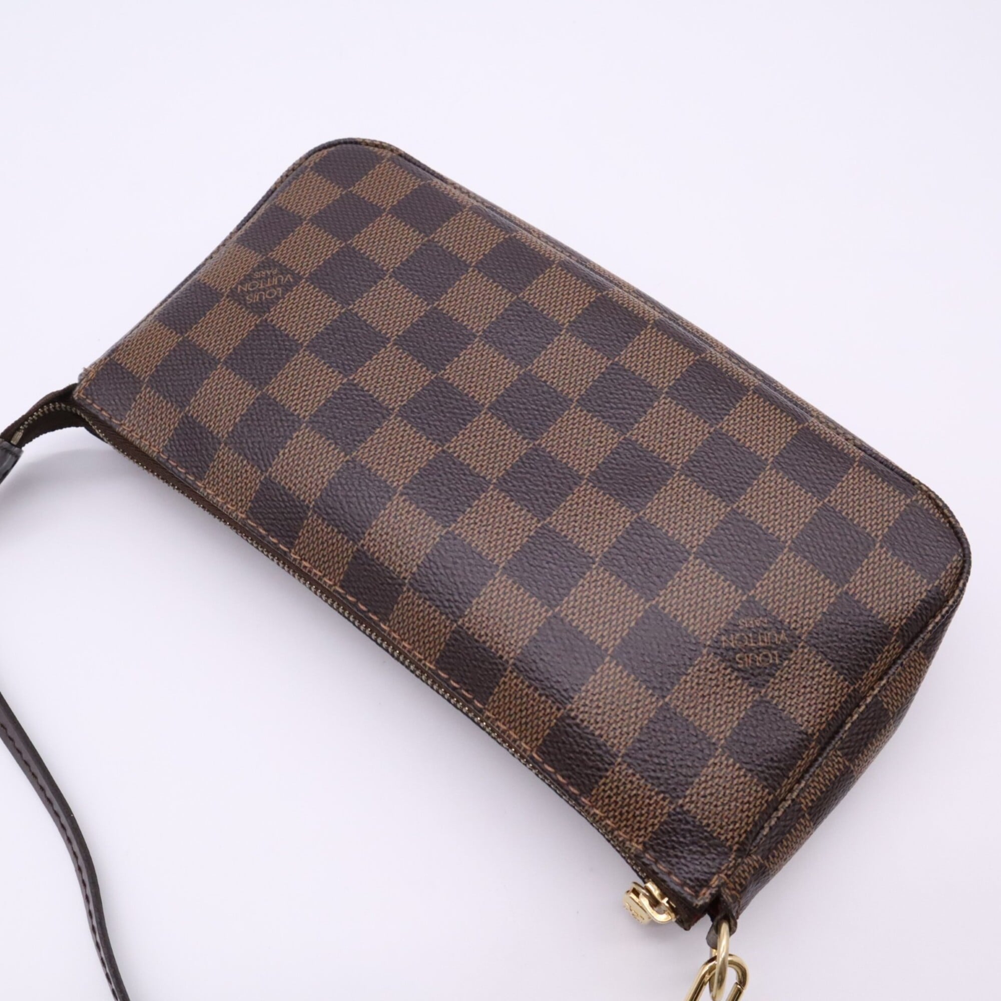 Louis Vuitton Beige Brown Red Color Coated Canvas Leather Handbag Pochette (Pre-Owned)