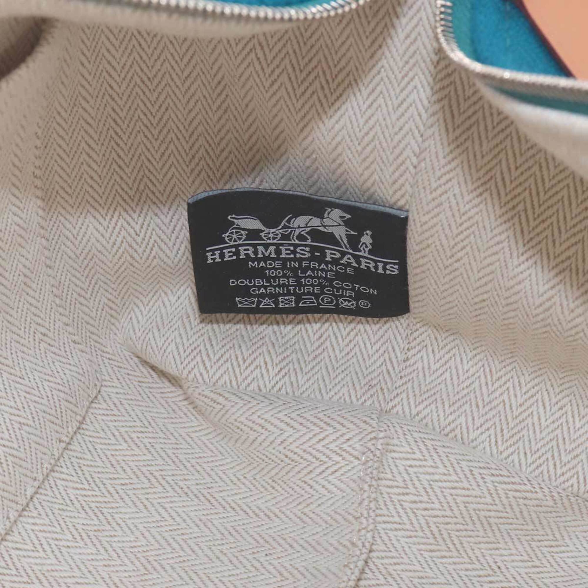 Hermes Blue Paon Wool Handbag Pouch (Pre-Owned)