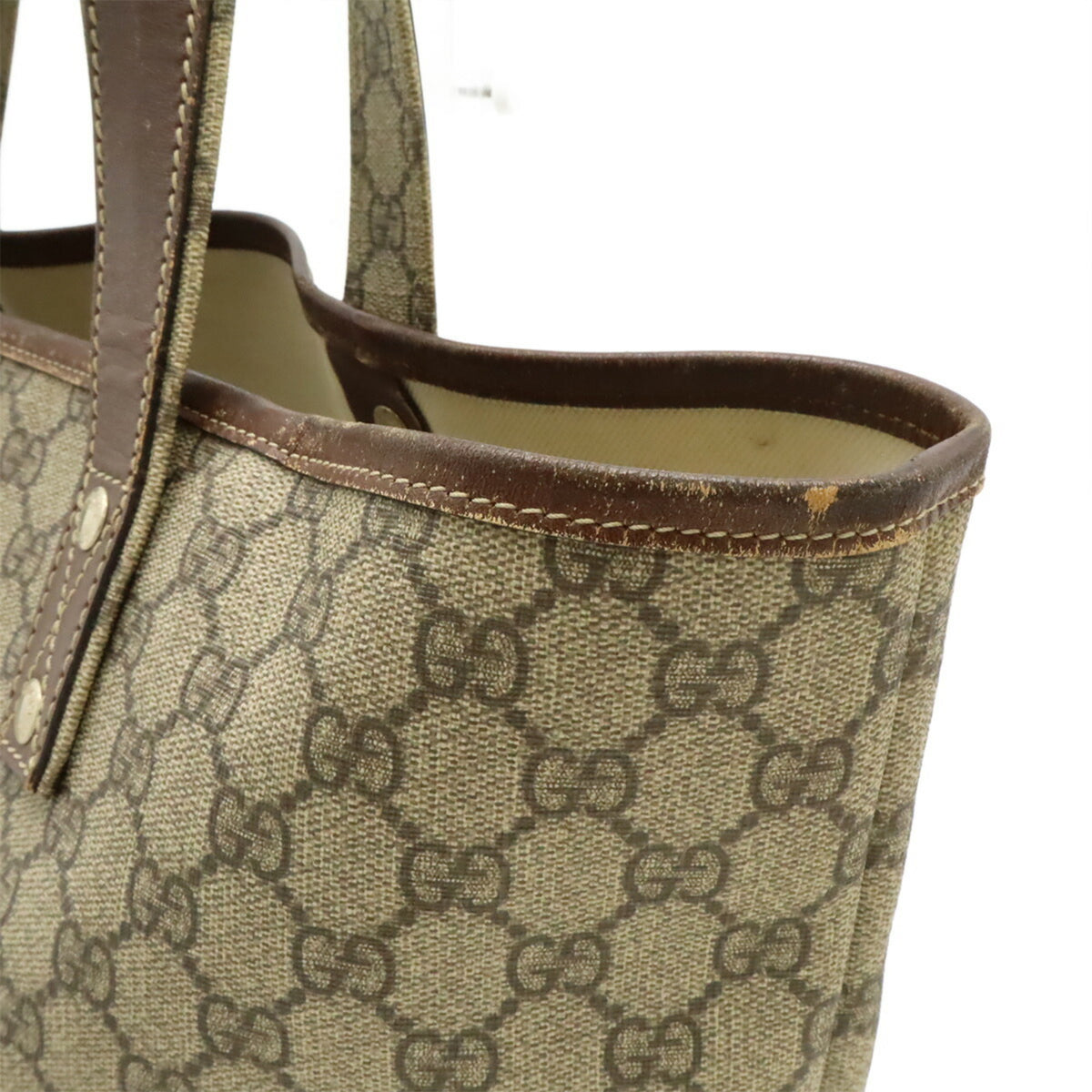Gucci Beige Brown Gg Supreme Pvc Canvas Shoulder Bag Tote Bag (Pre-Owned)