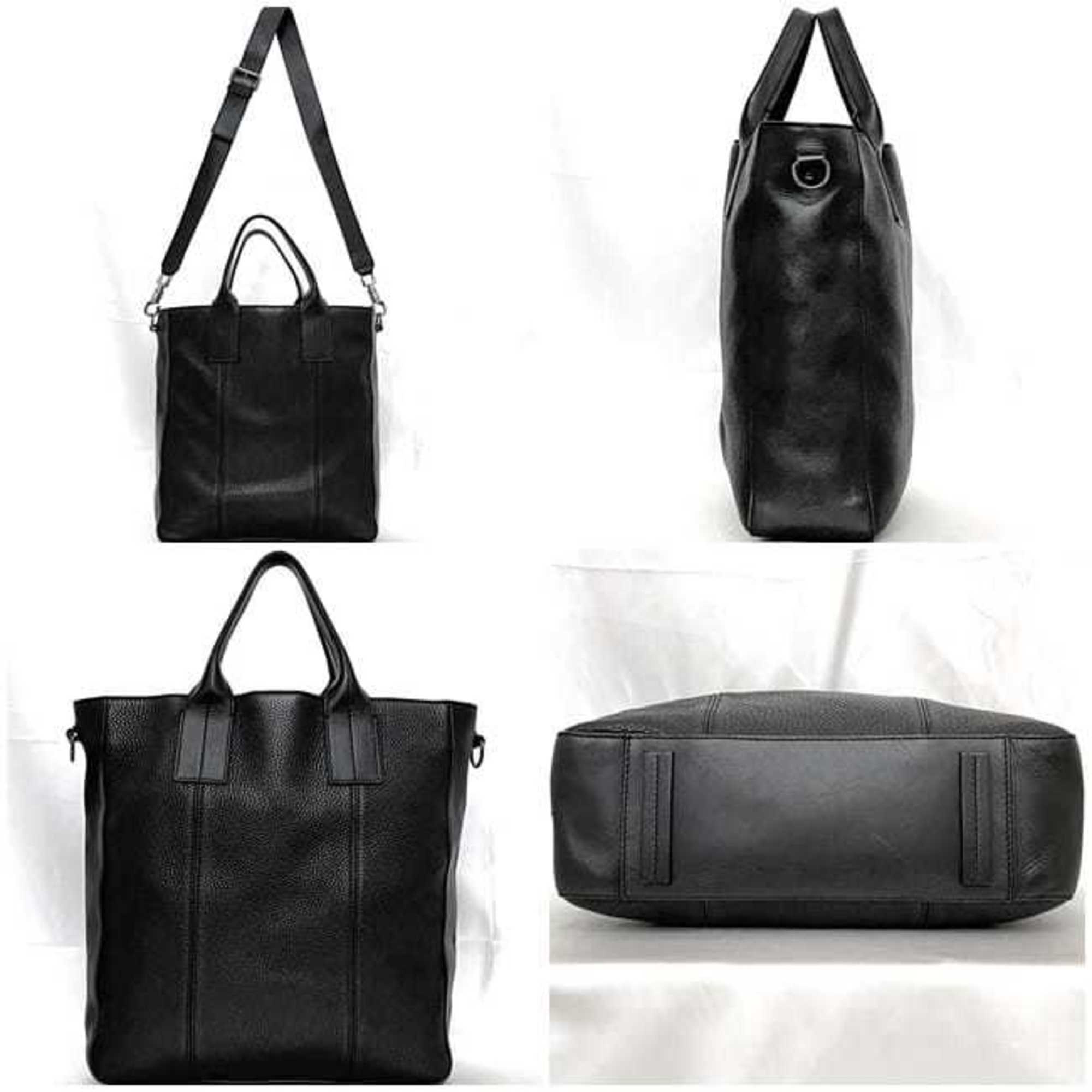 Christian Louboutin Black Red Color Leather Shoulder Bag Tote Bag (Pre-Owned)