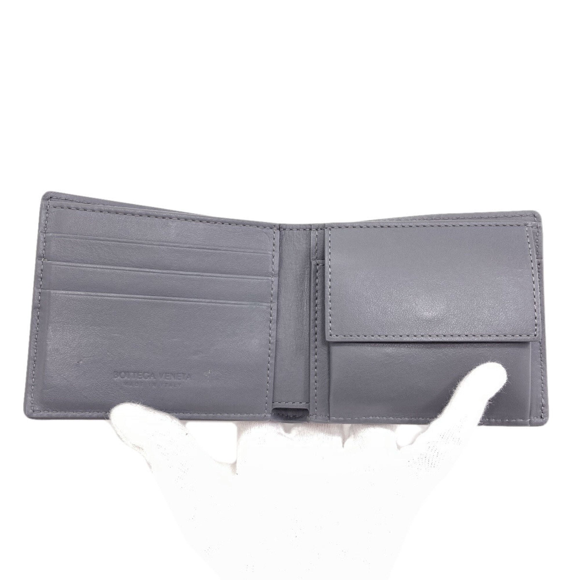 Bottega Veneta Gray Leather Wallet (Bi-Fold) (Pre-Owned)